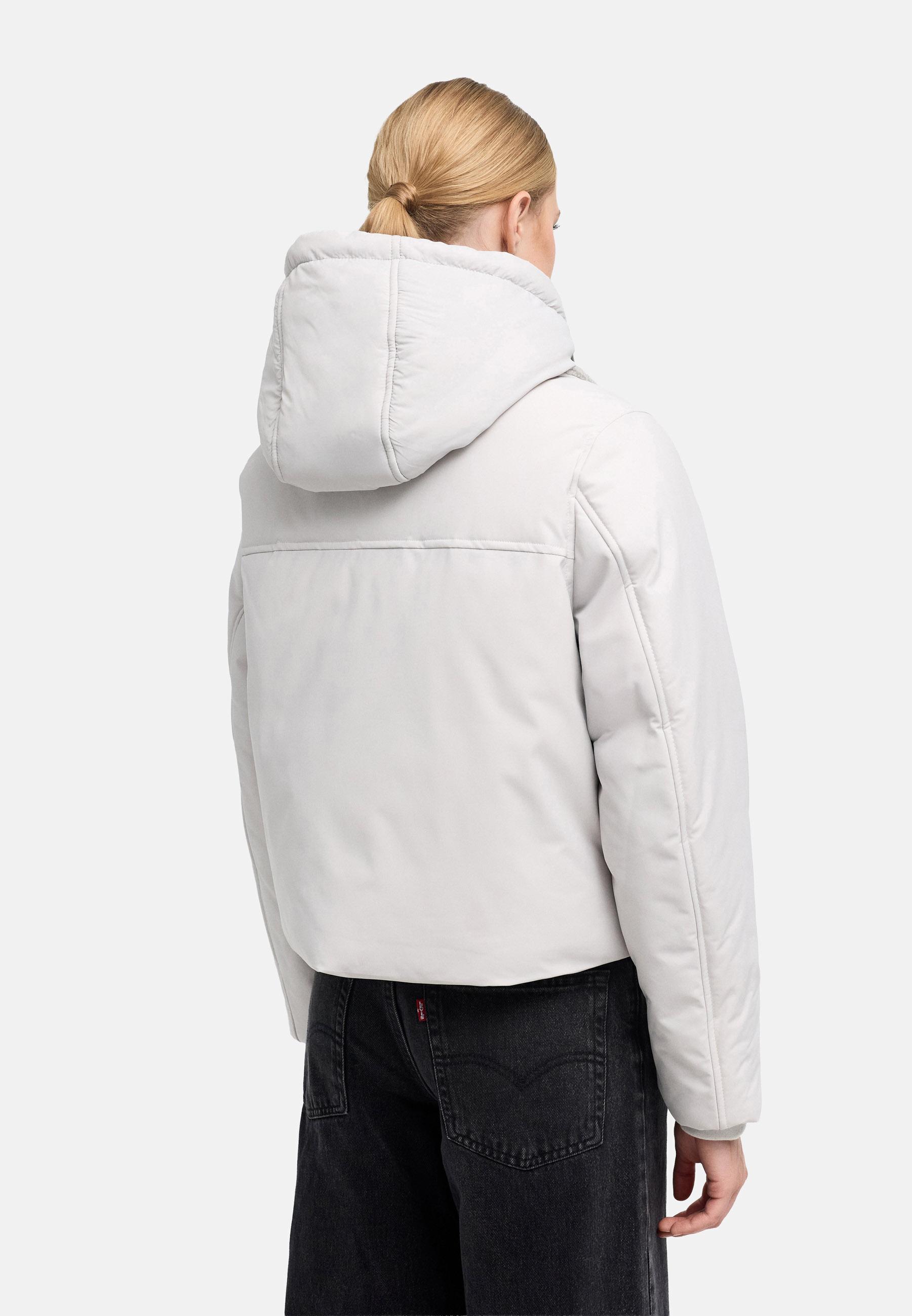 Bomberjacke mit herausnehmbarem Kapuzeneinsatz und Teddypelzkragen "Yurinaa 16" Light Grey