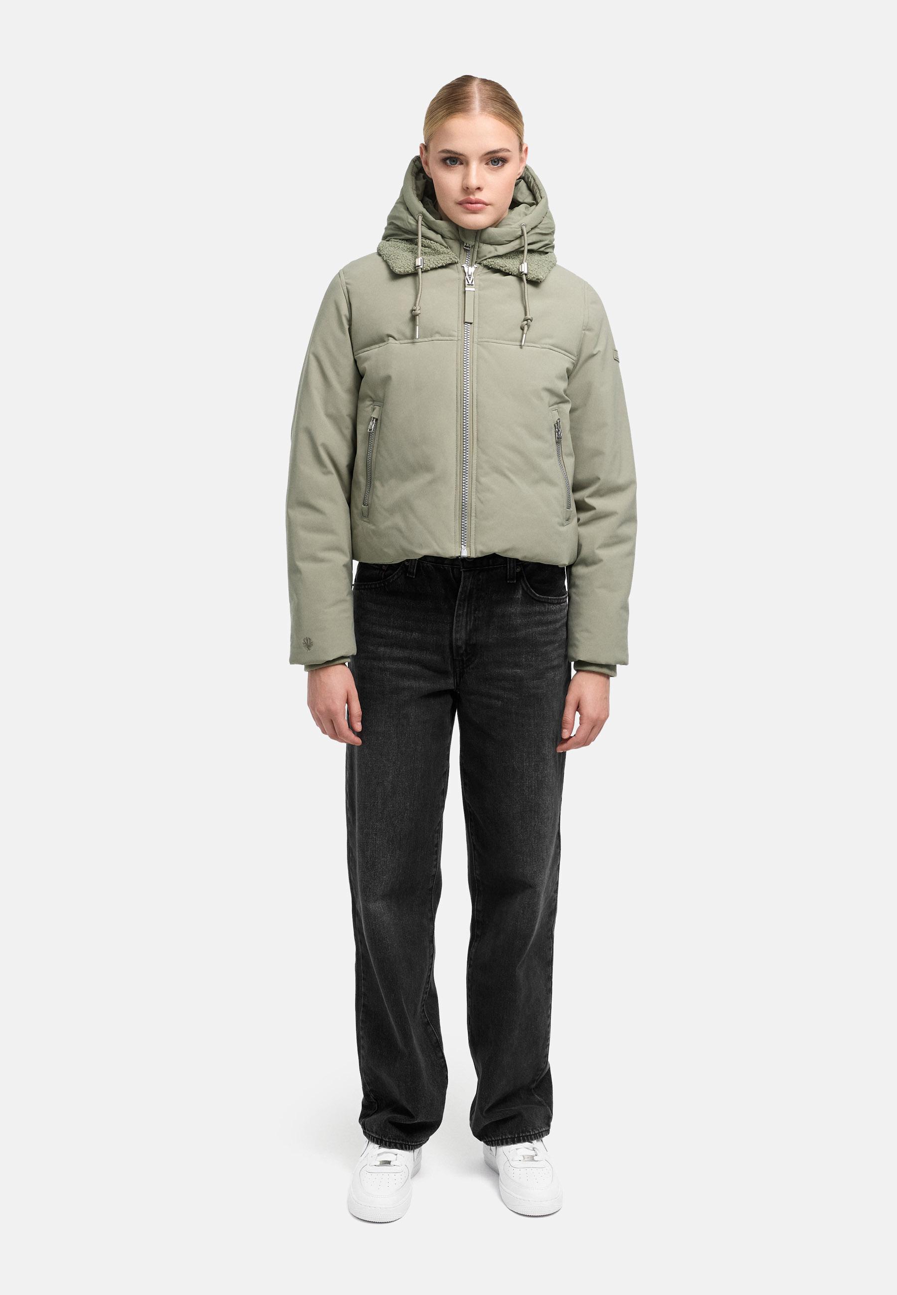 Bomberjacke mit herausnehmbarem Kapuzeneinsatz und Teddypelzkragen "Yurinaa 16" Stone Grey