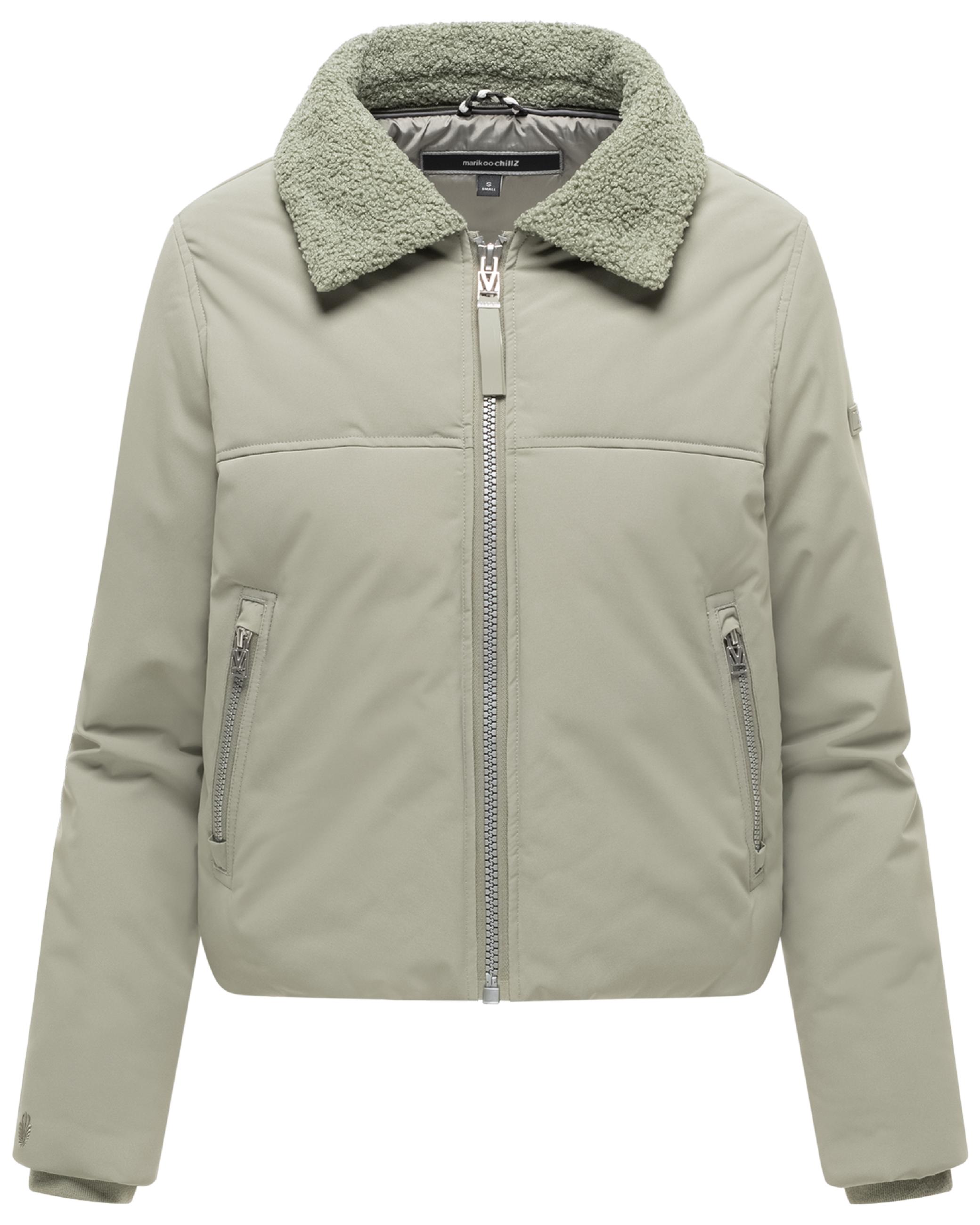 Bomberjacke mit herausnehmbarem Kapuzeneinsatz und Teddypelzkragen "Yurinaa 16" Stone Grey