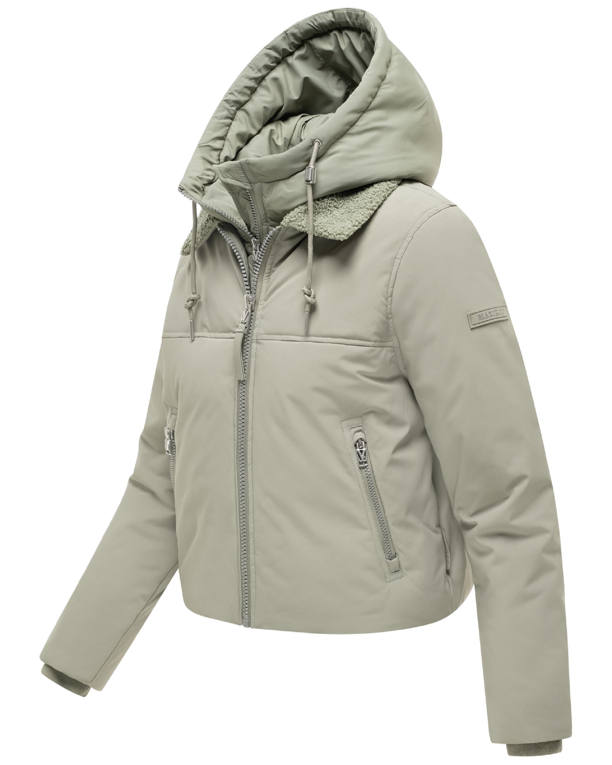 Bomberjacke mit herausnehmbarem Kapuzeneinsatz und Teddypelzkragen "Yurinaa 16" Stone Grey