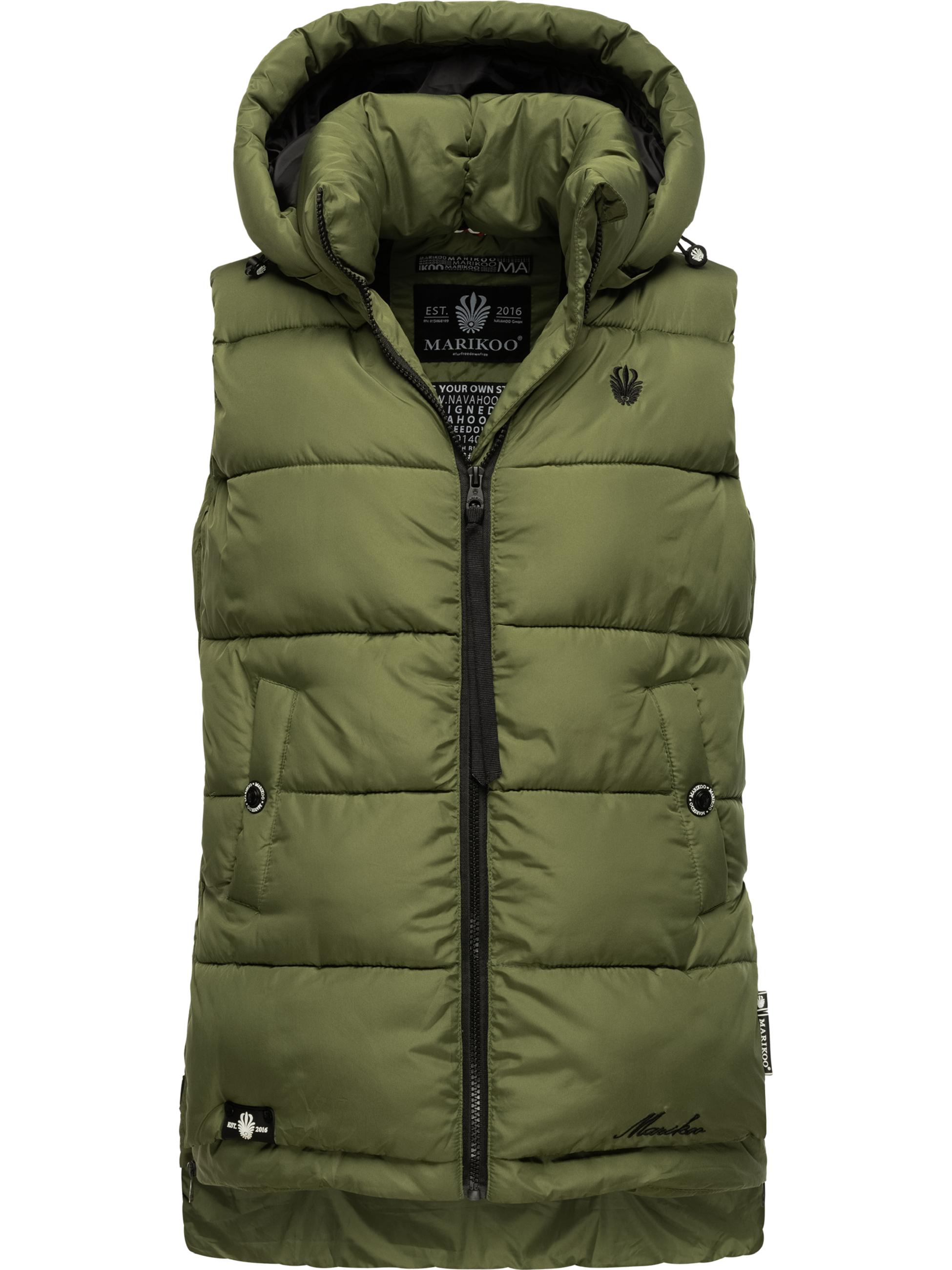 Warme Steppweste mit abnehmbarer Kapuze "Zarinaa" Dusty Olive