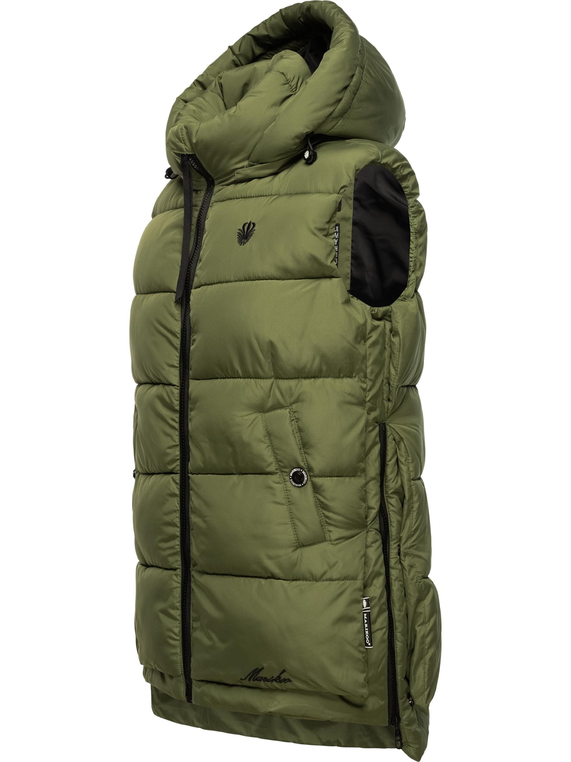 Warme Steppweste mit abnehmbarer Kapuze "Zarinaa" Dusty Olive