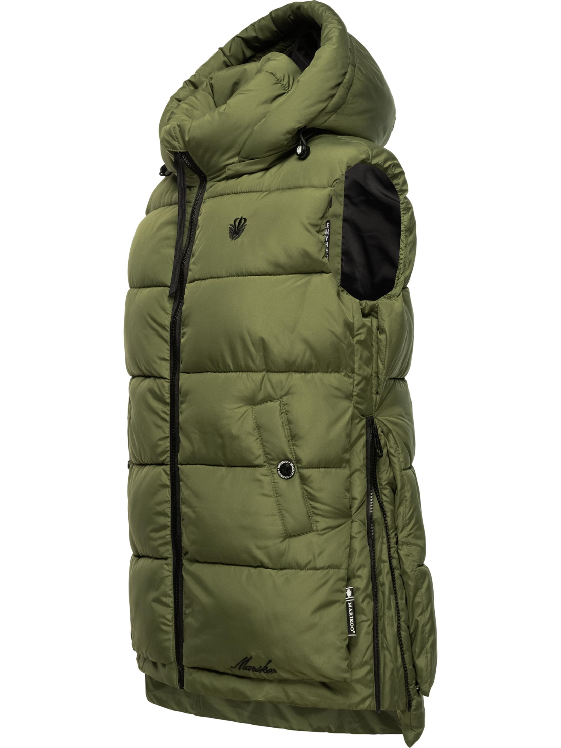 Warme Steppweste mit abnehmbarer Kapuze "Zarinaa" Dusty Olive