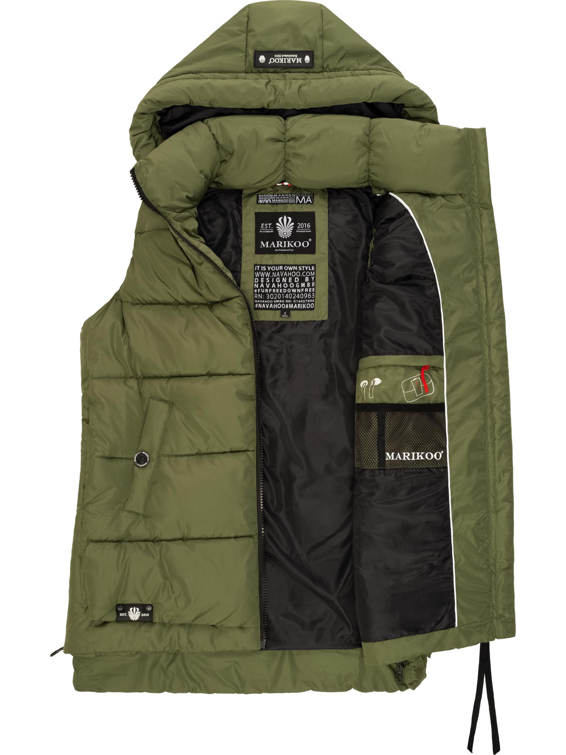 Warme Steppweste mit abnehmbarer Kapuze "Zarinaa" Dusty Olive