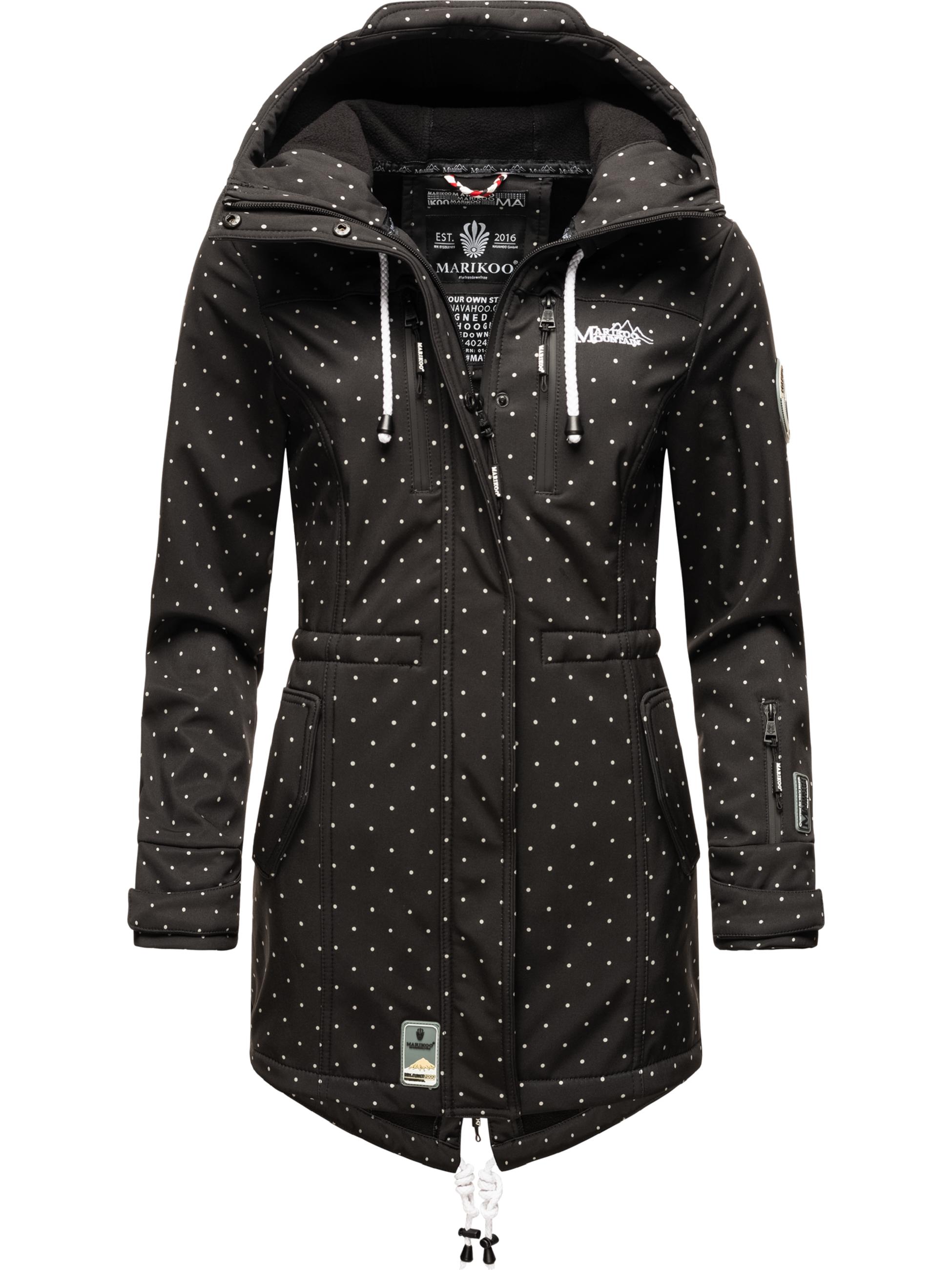 Wasserdichter Übergang Softshell-Mantel mit Kapuze "Zimtzicke" Black Dots