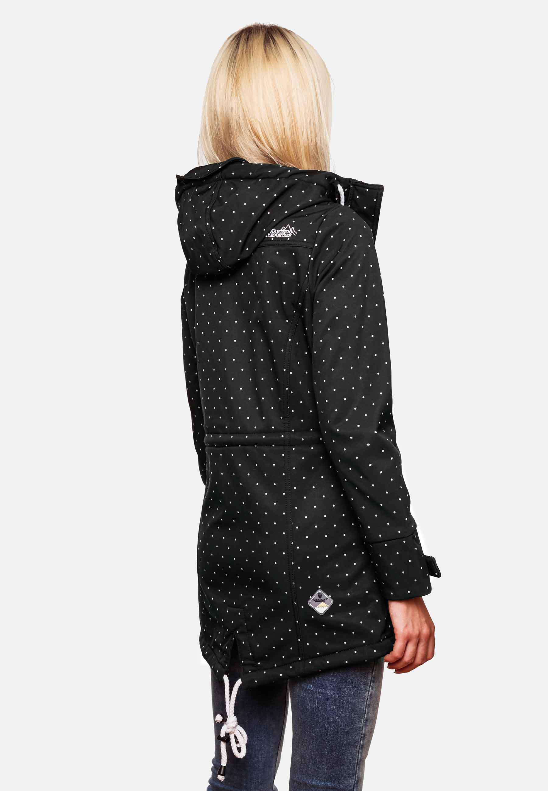 Wasserdichter Übergang Softshell-Mantel mit Kapuze "Zimtzicke" Black Dots