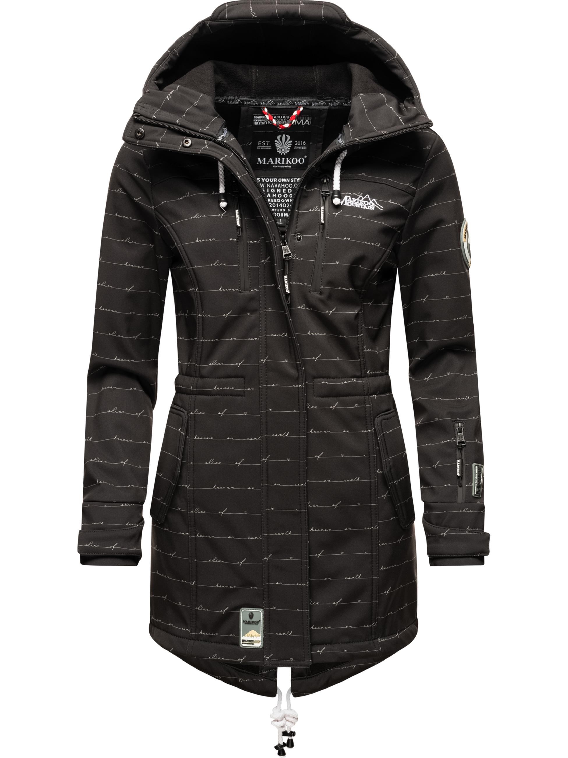 Wasserdichter Übergang Softshell-Mantel mit Kapuze "Zimtzicke" Black Lines