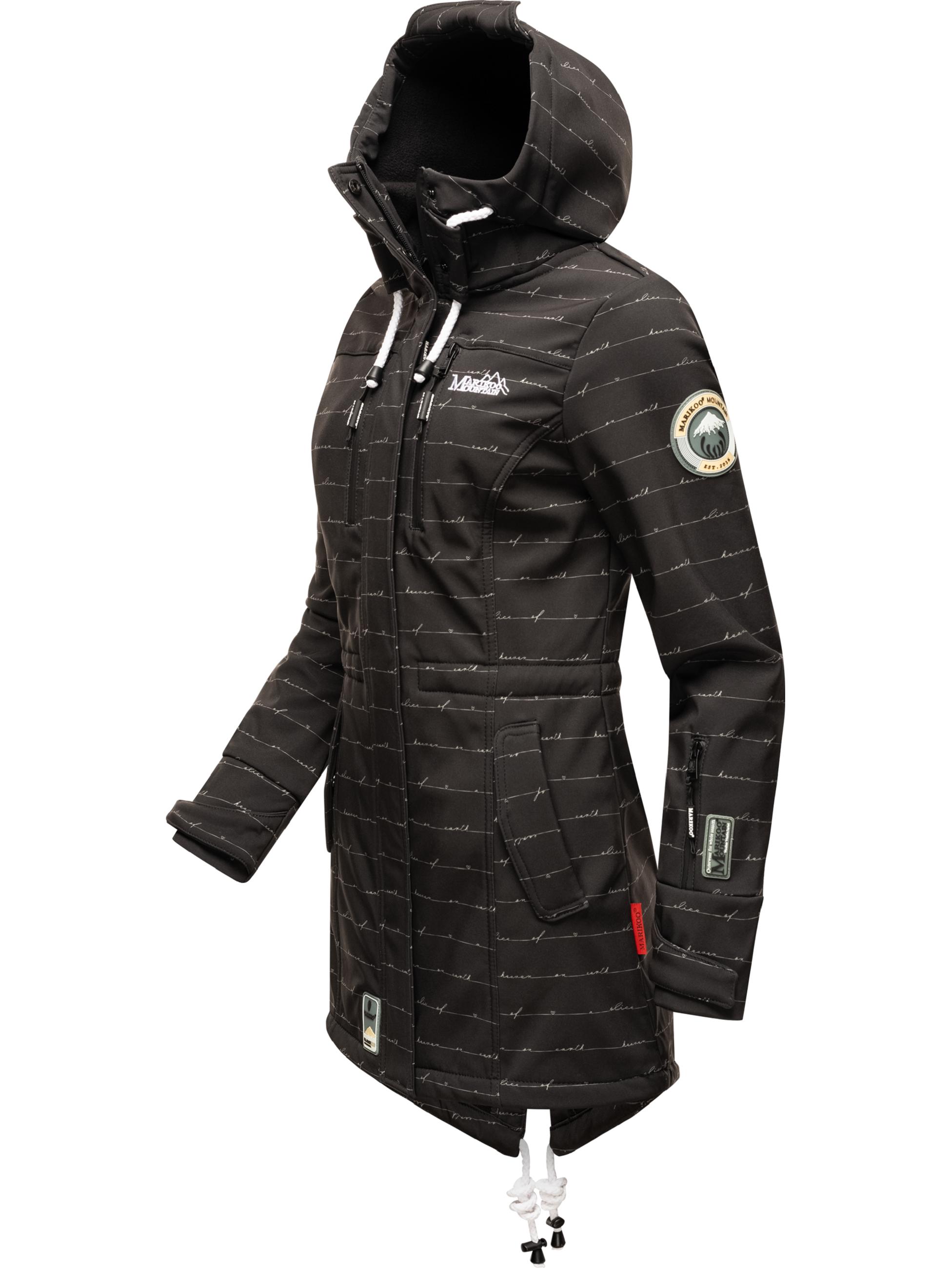 Wasserdichter Übergang Softshell-Mantel mit Kapuze "Zimtzicke" Black Lines