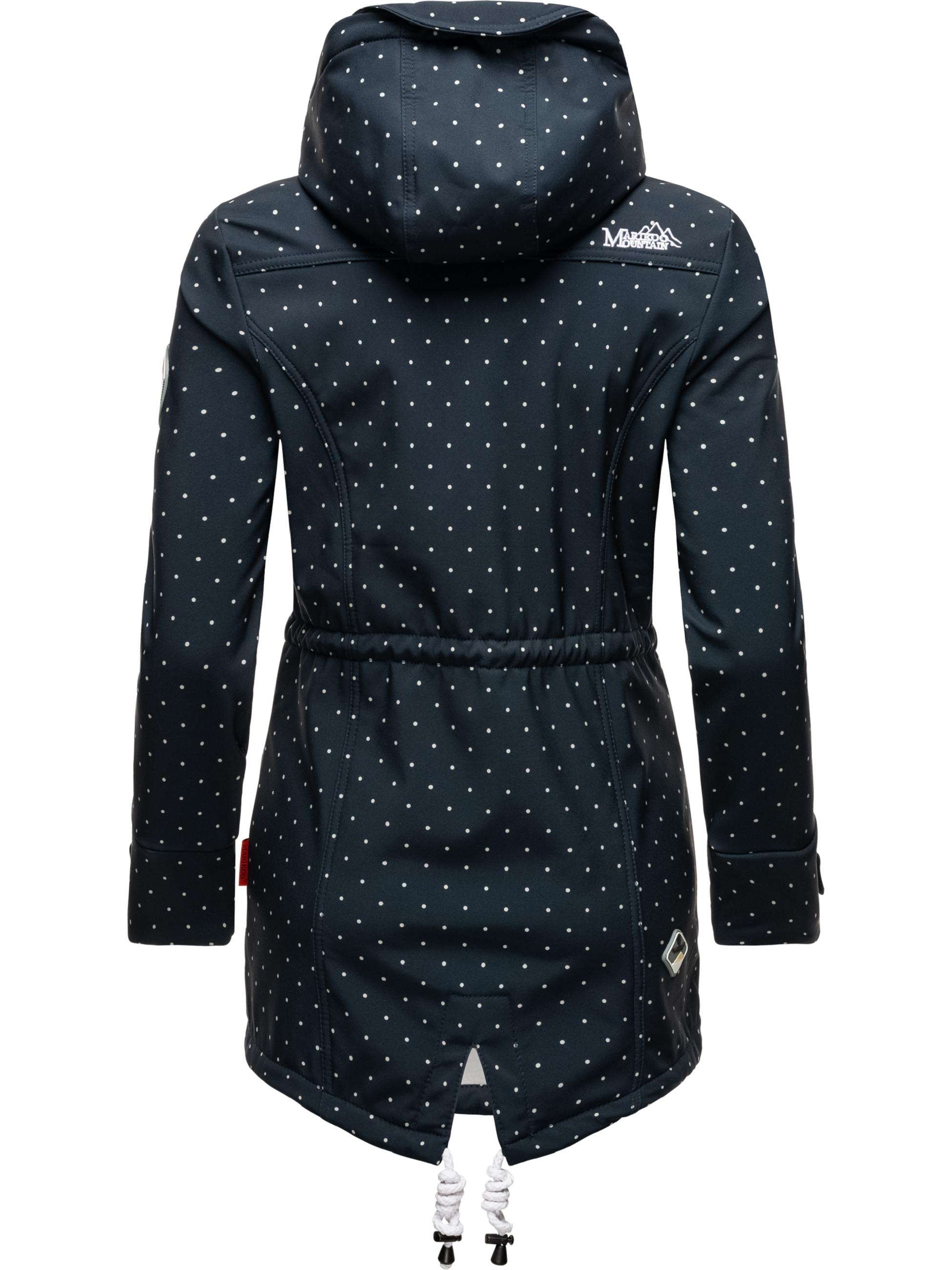 Wasserdichter Übergang Softshell-Mantel mit Kapuze "Zimtzicke" Navy Dots