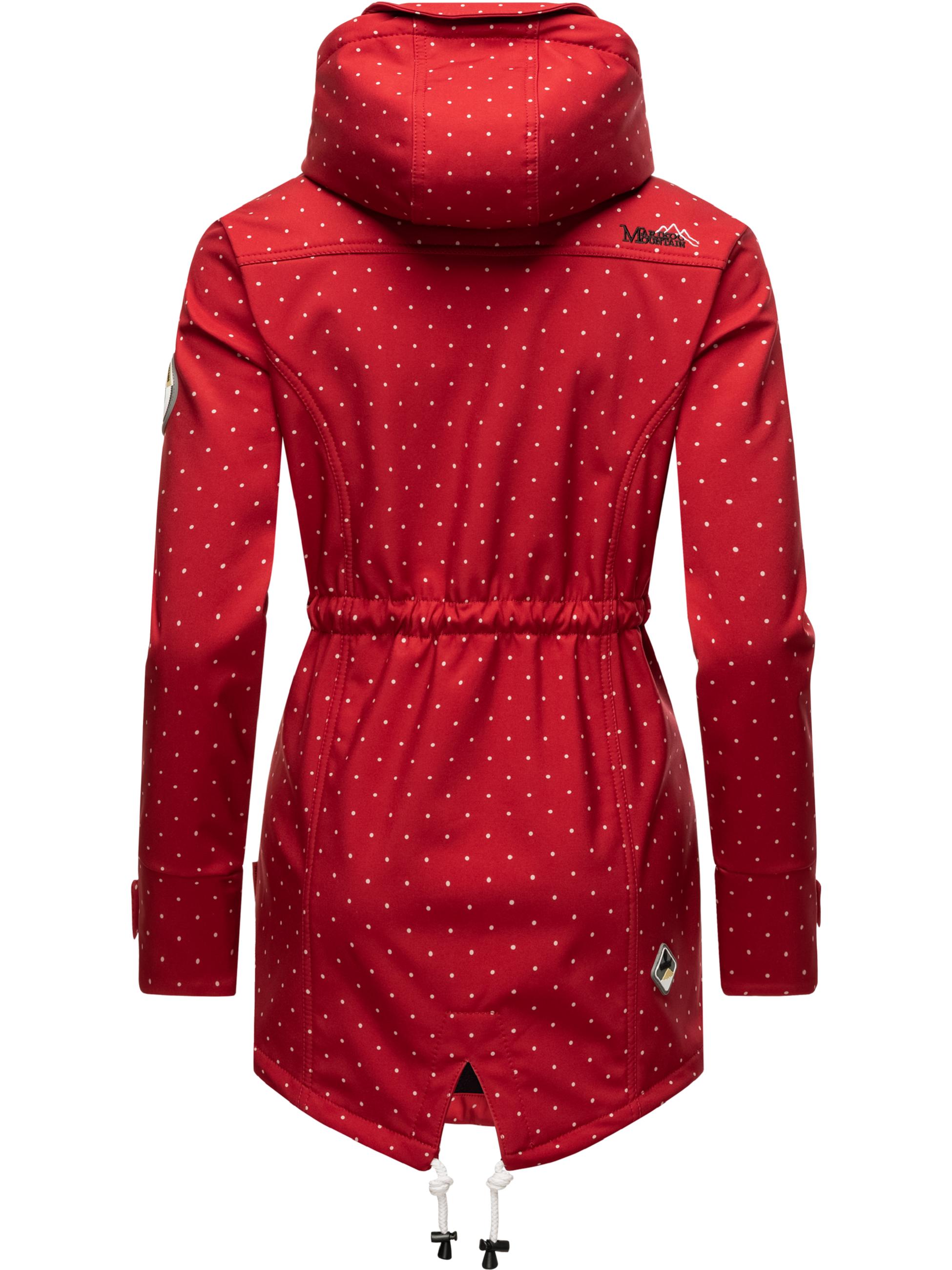 Übergang Softshell-Mantel mit Kapuze "Zimtzicke" Red w. Dots