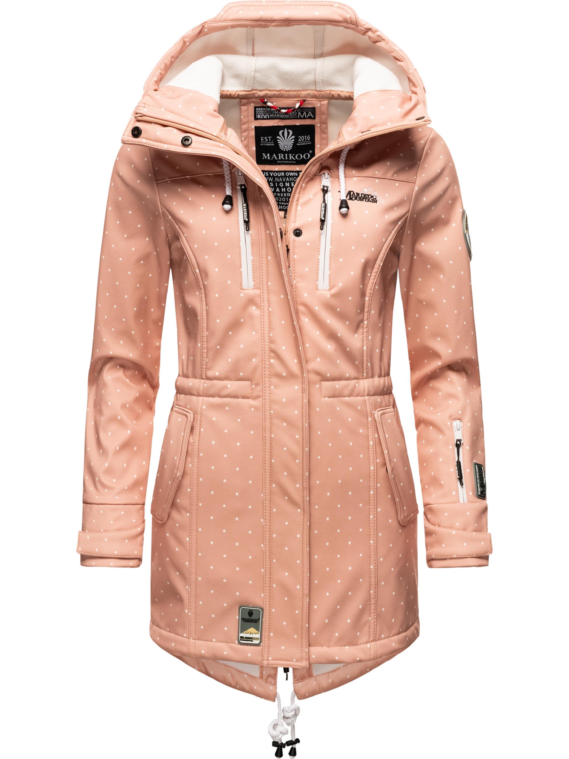 Wasserdichter Übergang Softshell-Mantel mit Kapuze "Zimtzicke" Rose Dots