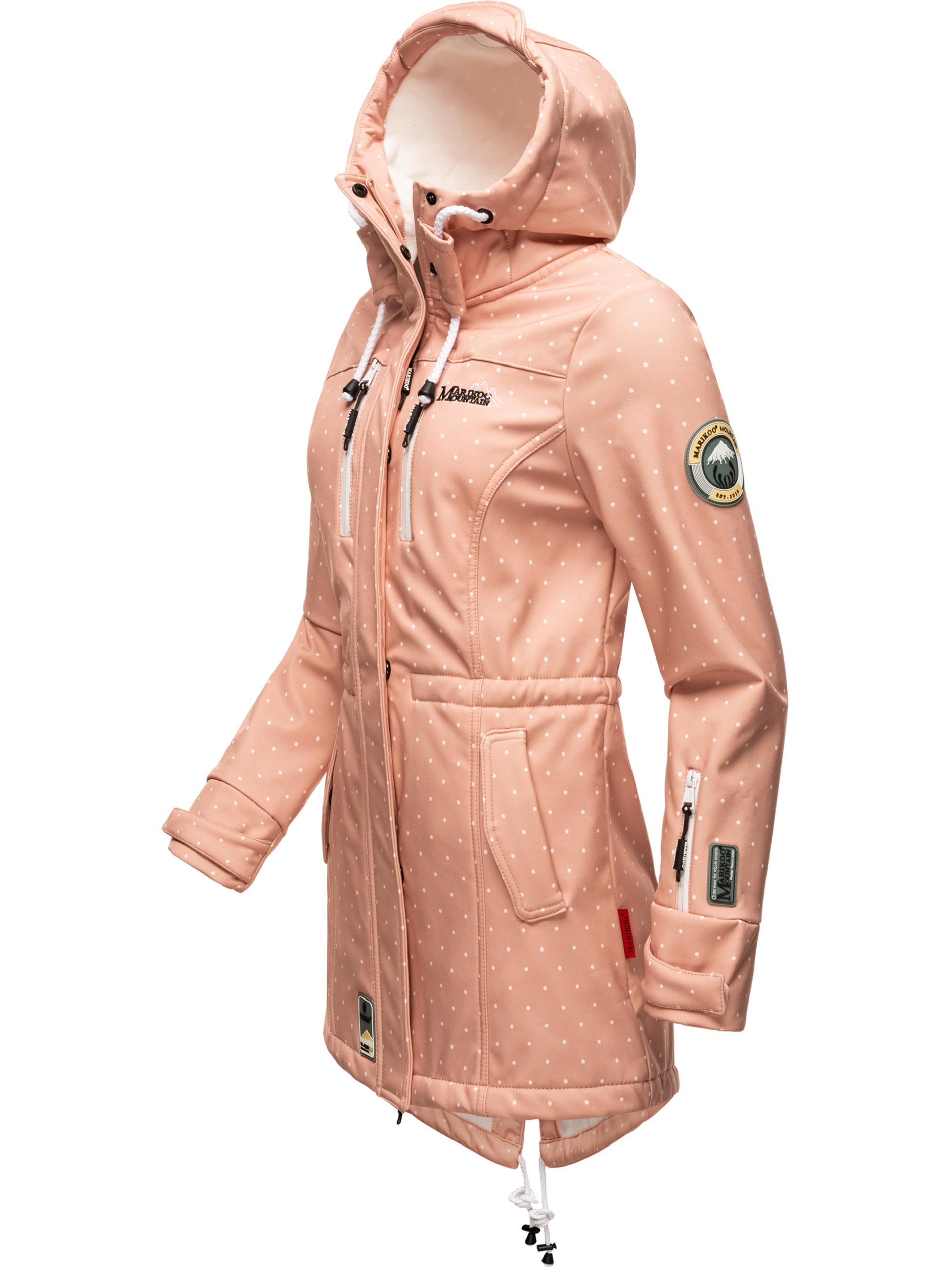Wasserdichter Übergang Softshell-Mantel mit Kapuze "Zimtzicke" Rose Dots