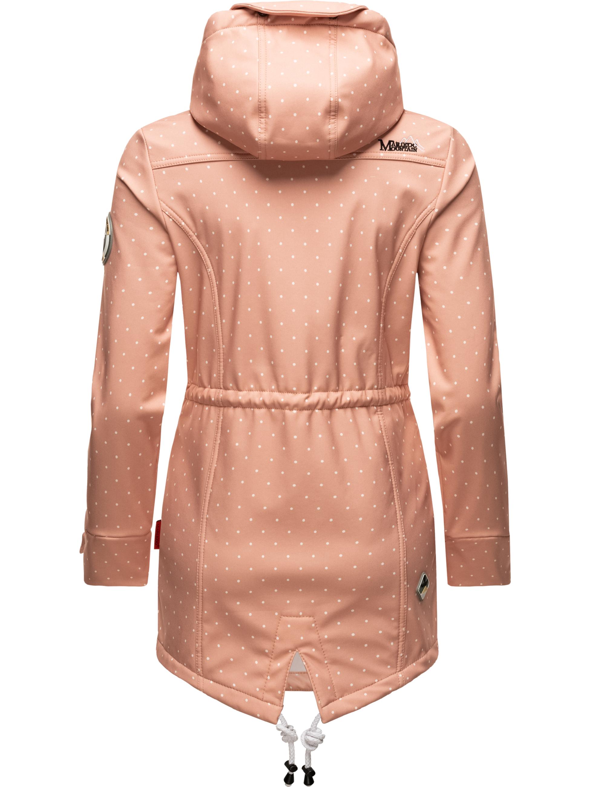 Wasserdichter Übergang Softshell-Mantel mit Kapuze "Zimtzicke" Rose Dots