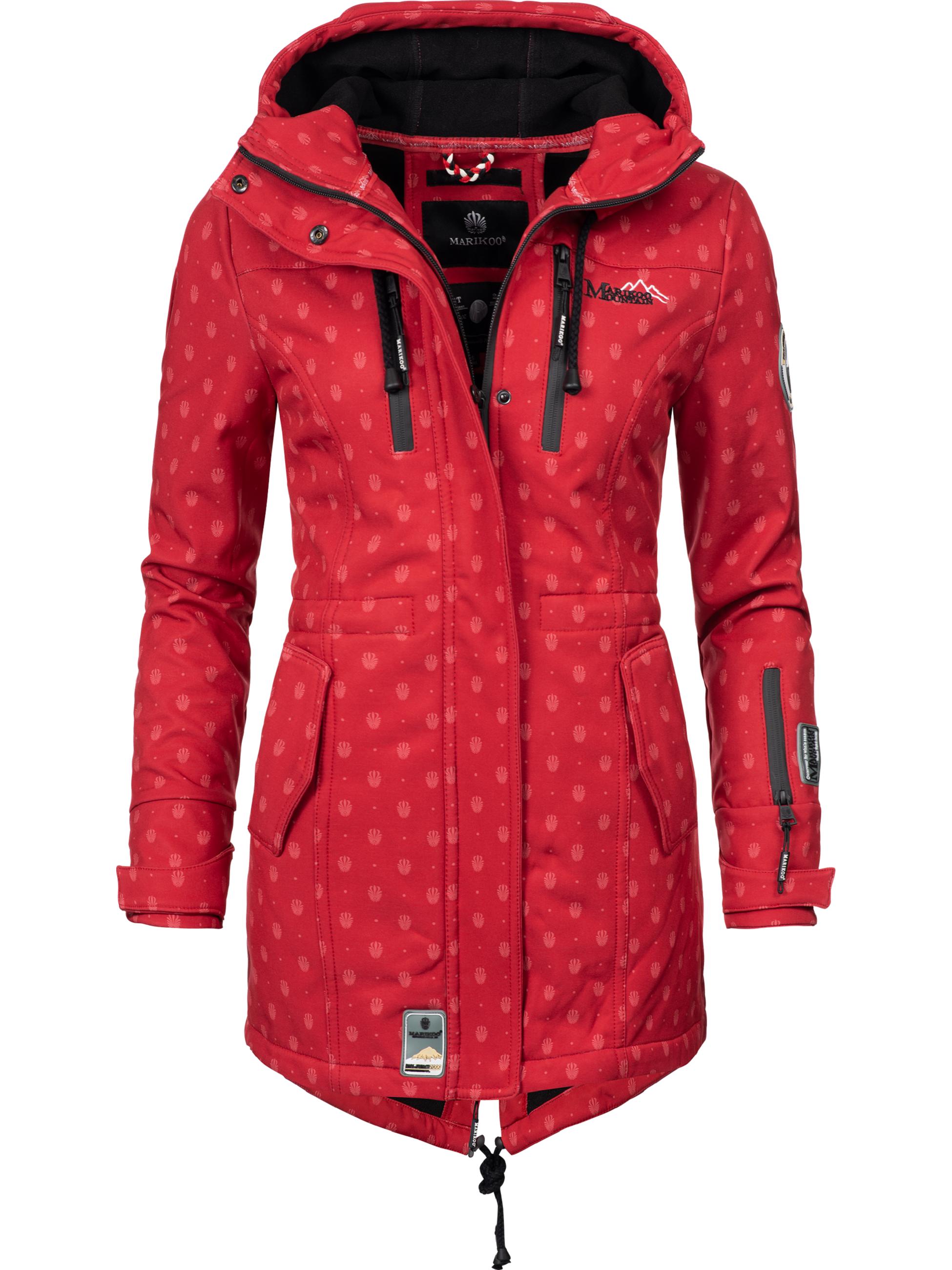 Wasserdichter Übergang Softshell-Mantel mit Kapuze "Zimtzicke" Rot Dots