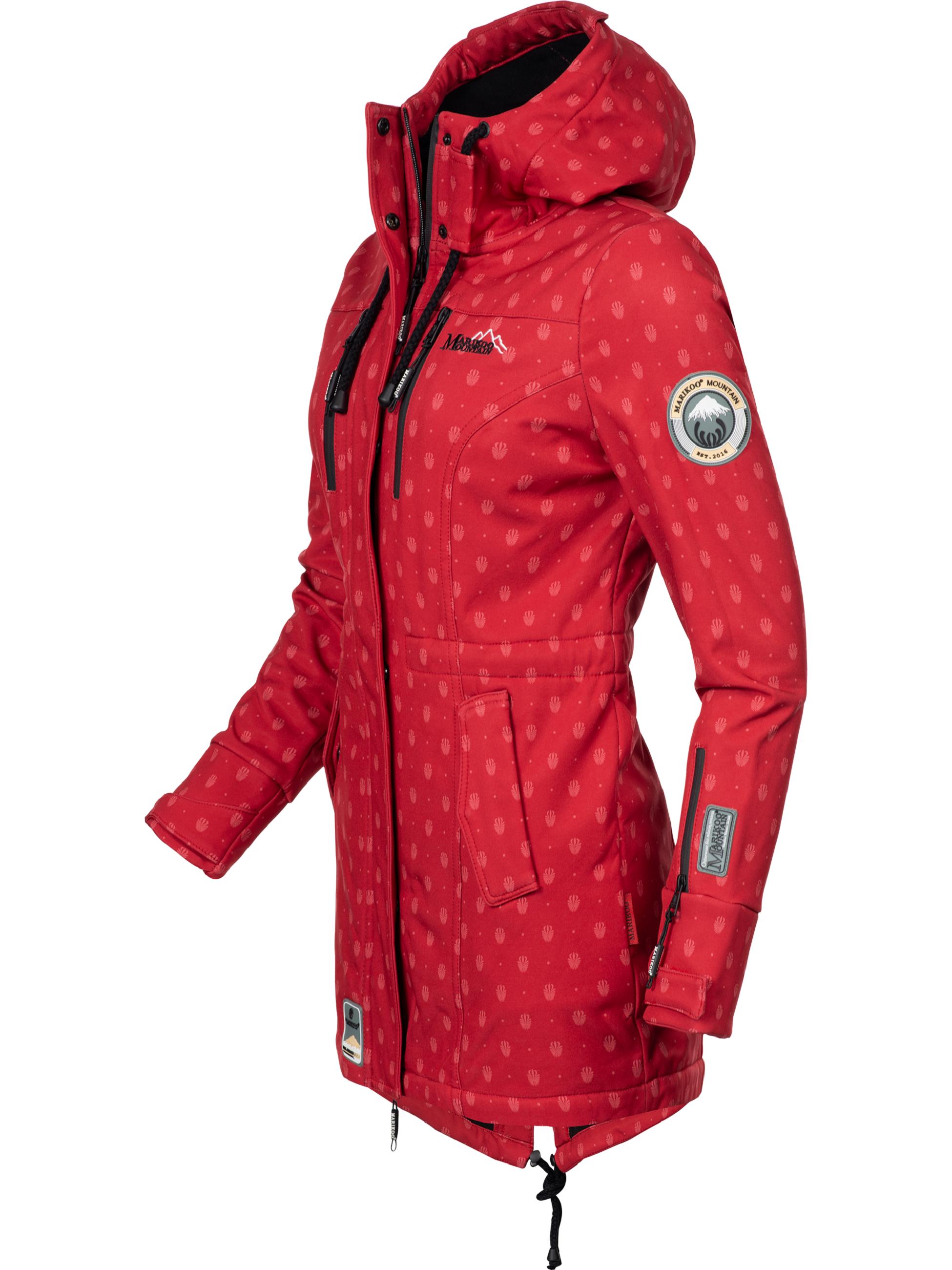 Wasserdichter Übergang Softshell-Mantel mit Kapuze "Zimtzicke" Rot Dots