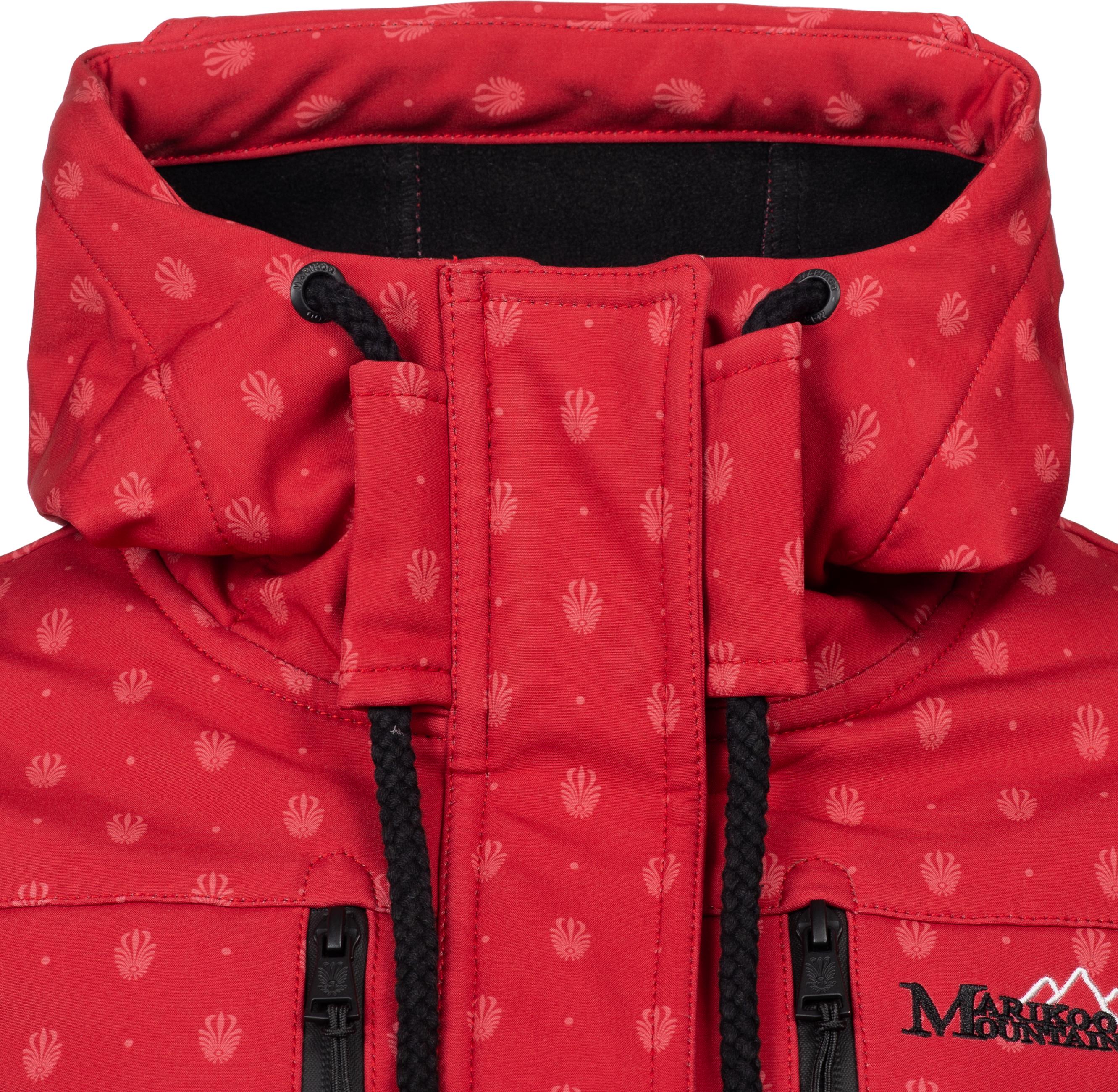 Wasserdichter Übergang Softshell-Mantel mit Kapuze "Zimtzicke" Rot Dots