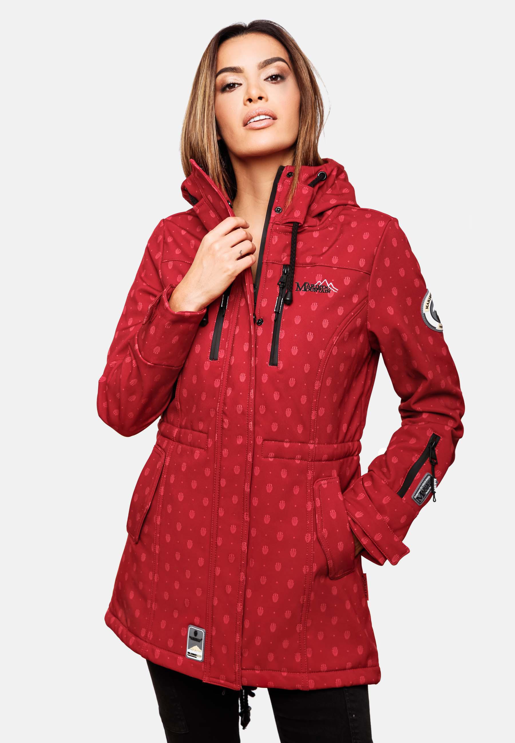 Wasserdichter Übergang Softshell-Mantel mit Kapuze "Zimtzicke" Rot Dots