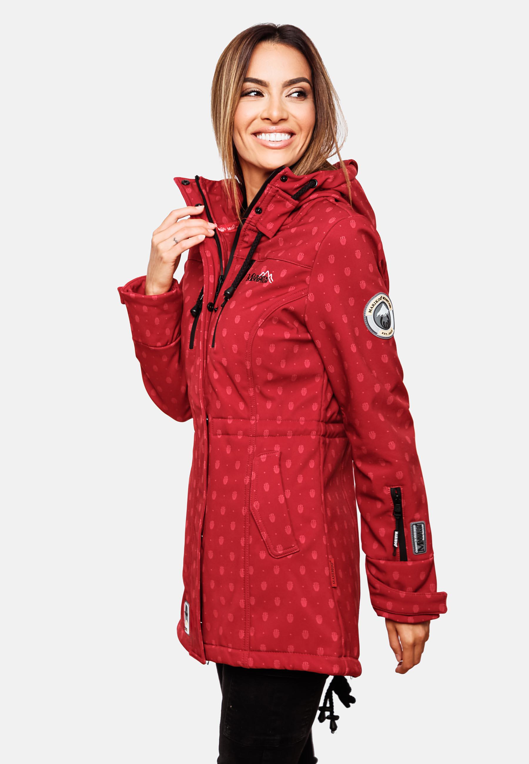 Wasserdichter Übergang Softshell-Mantel mit Kapuze "Zimtzicke" Rot Dots