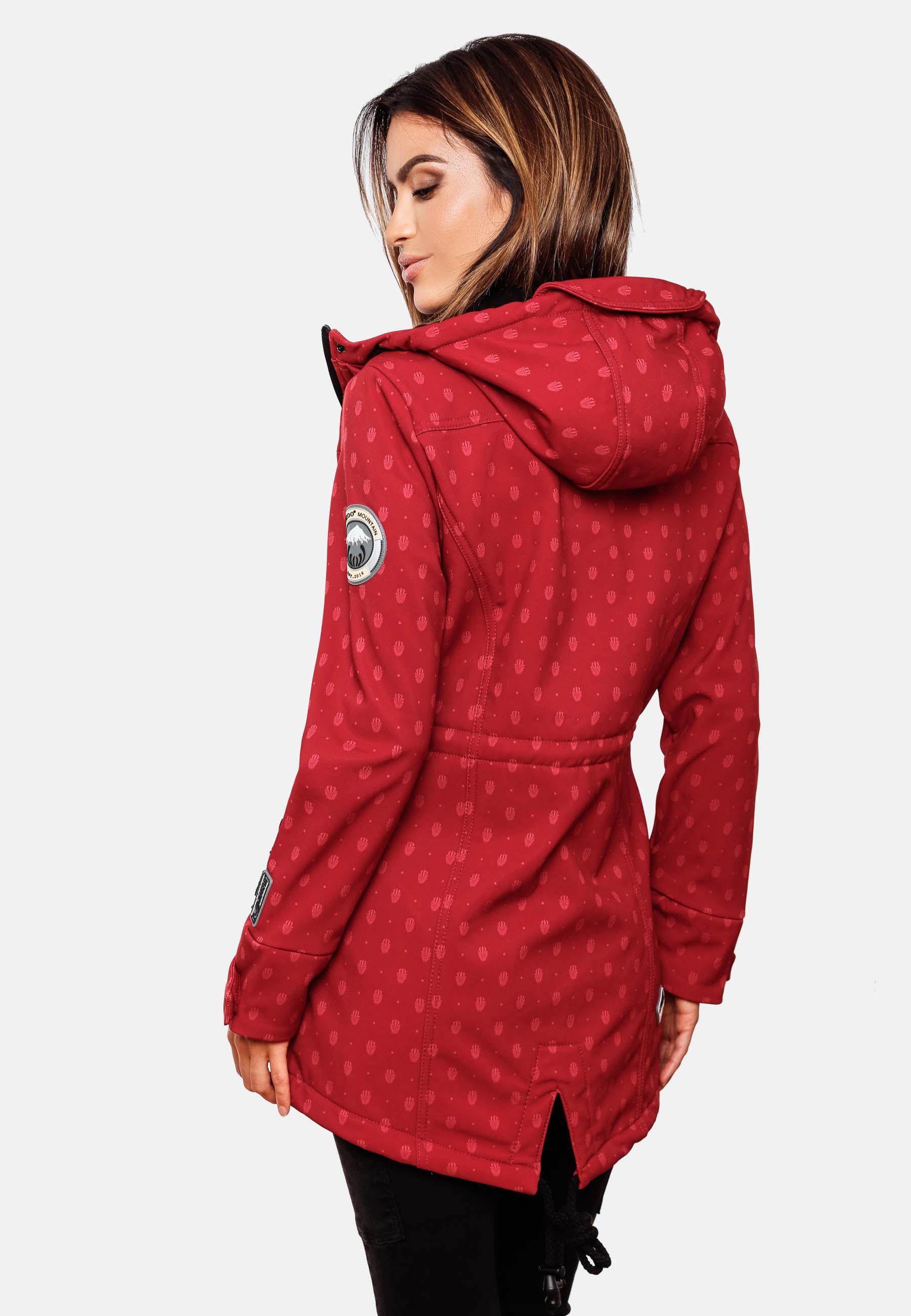 Wasserdichter Übergang Softshell-Mantel mit Kapuze "Zimtzicke" Rot Dots