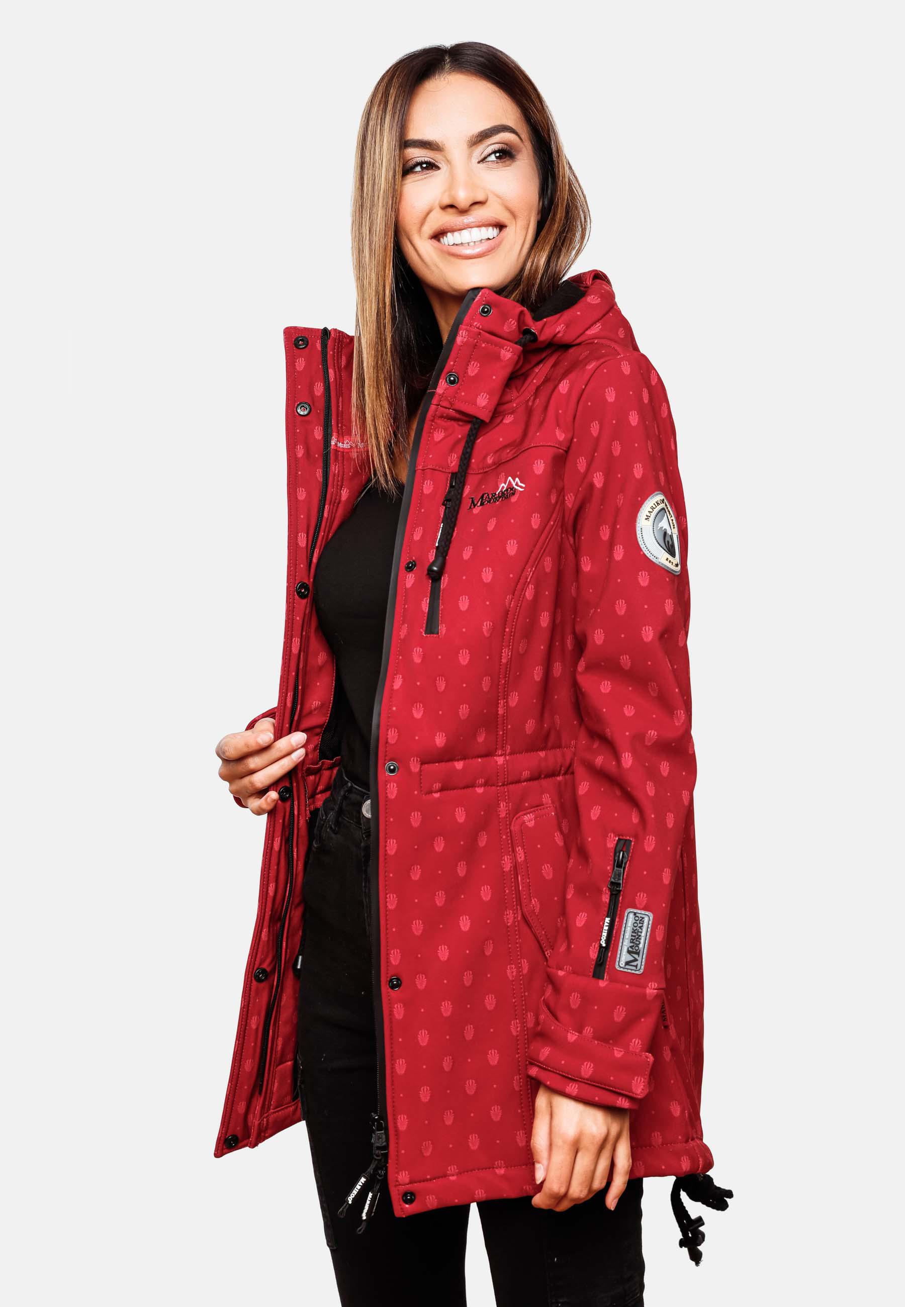 Wasserdichter Übergang Softshell-Mantel mit Kapuze "Zimtzicke" Rot Dots