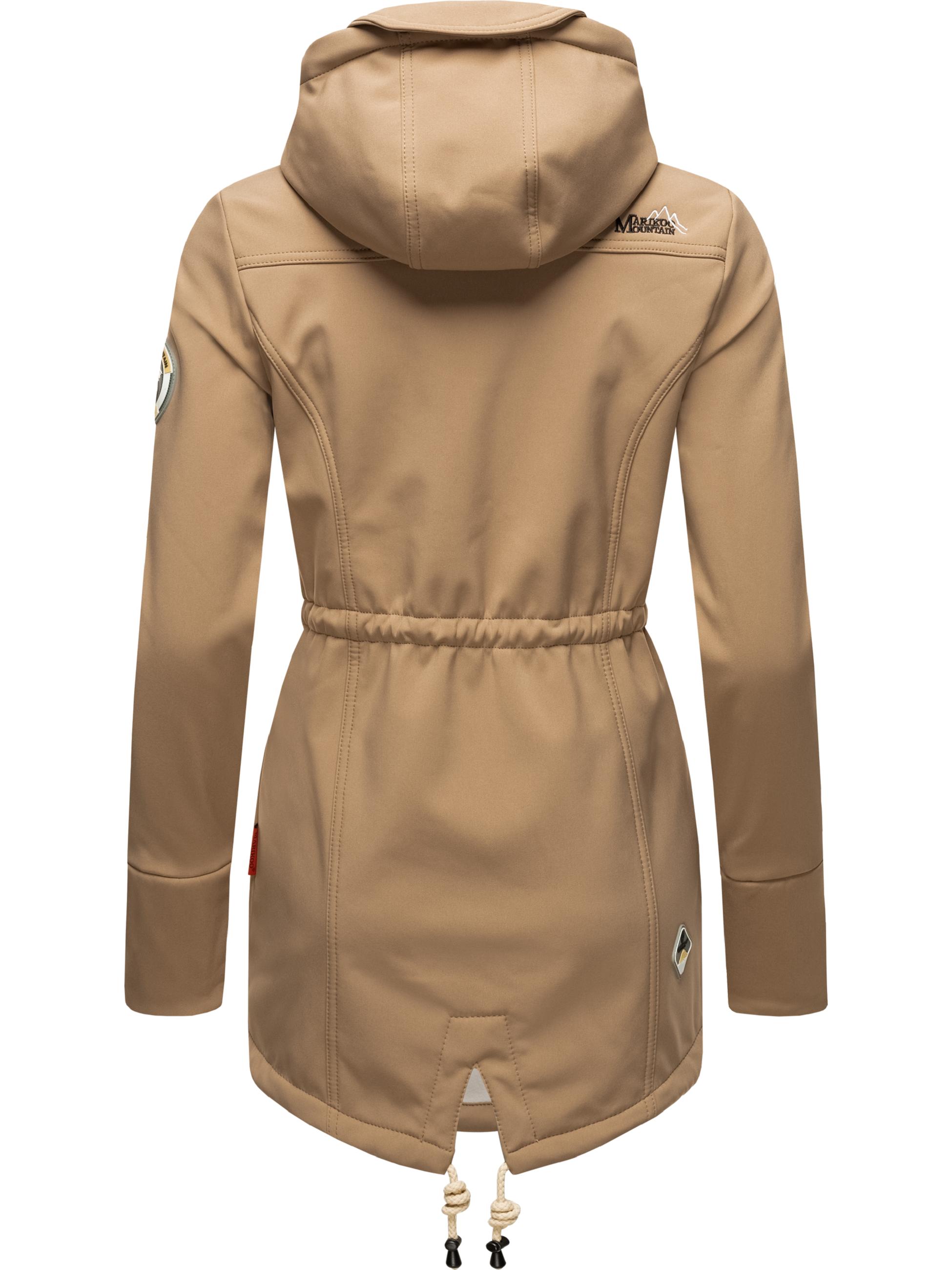 Wasserdichter Übergang Softshell-Mantel mit Kapuze "Zimtzicke" Taupe Grey