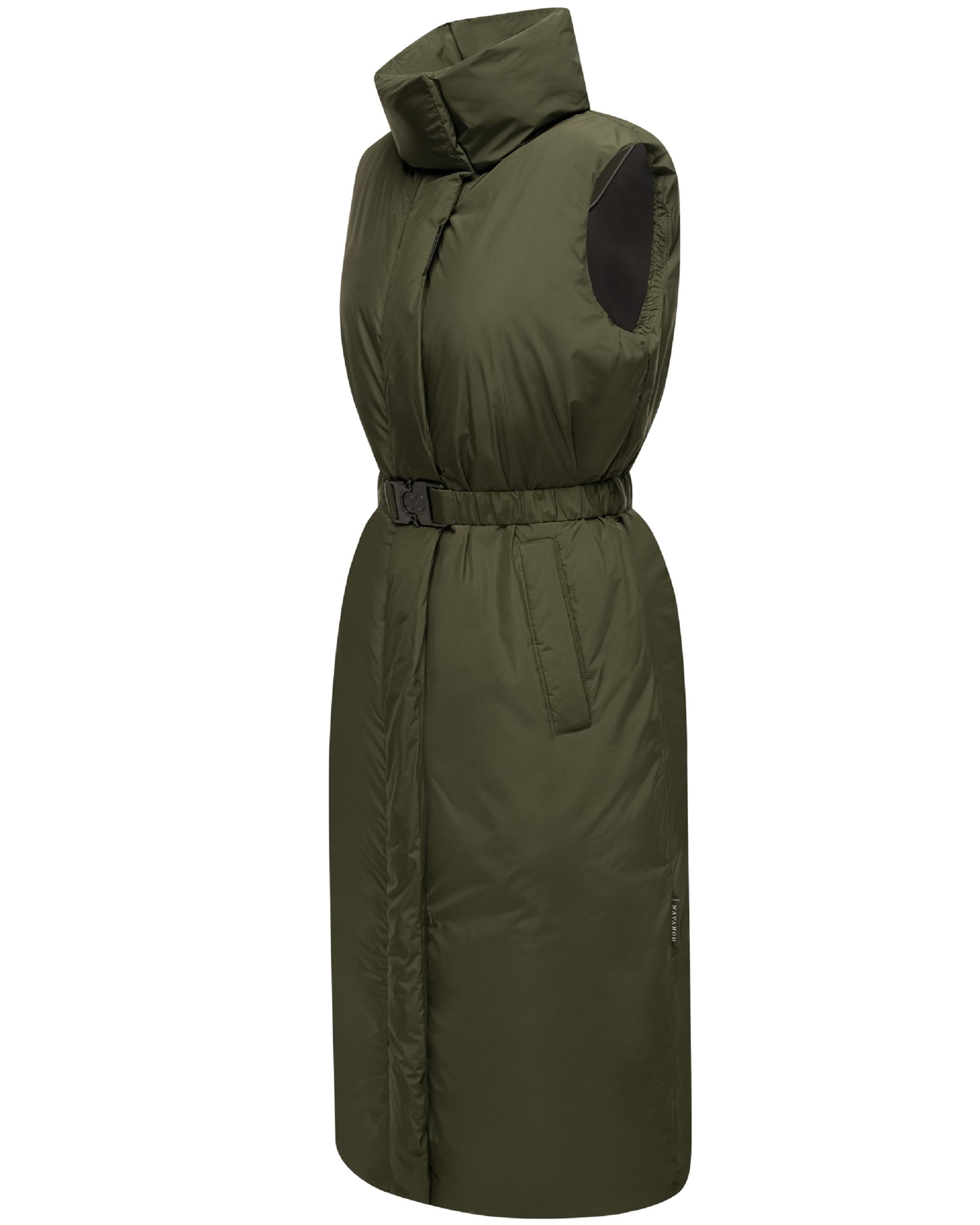 Lange Winterweste mit Taillengürtel "Abendlied XIV" Dark Olive