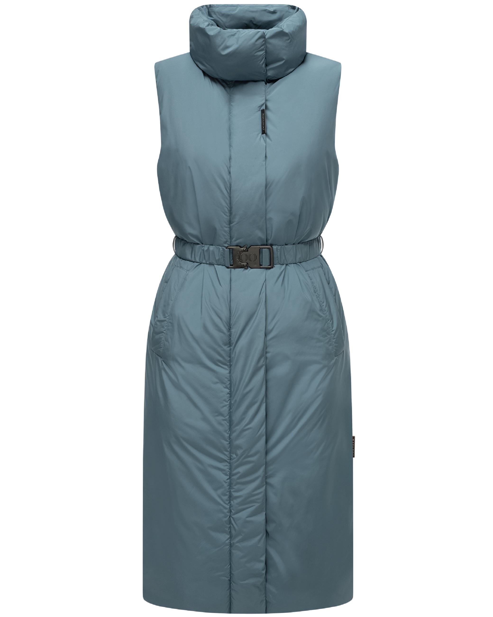 Lange Winterweste mit Taillengürtel "Abendlied XIV" Dusty Blue