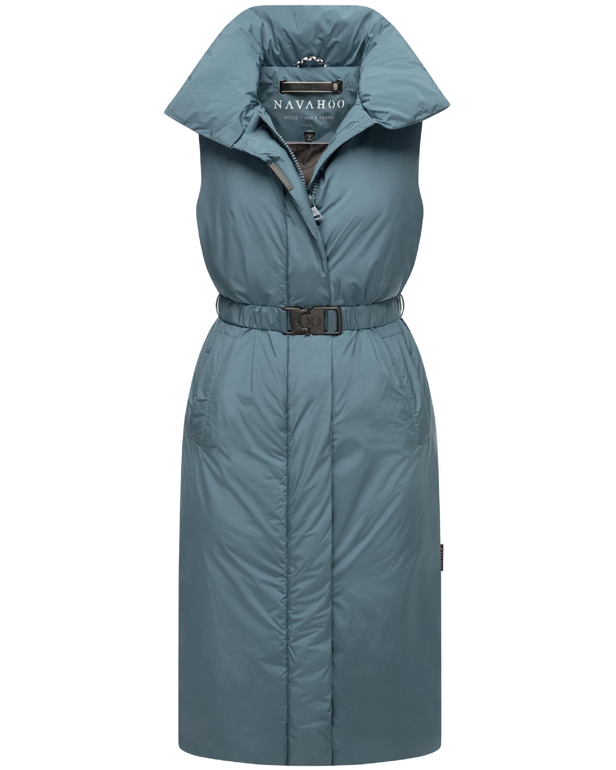 Lange Winterweste mit Taillengürtel "Abendlied XIV" Dusty Blue