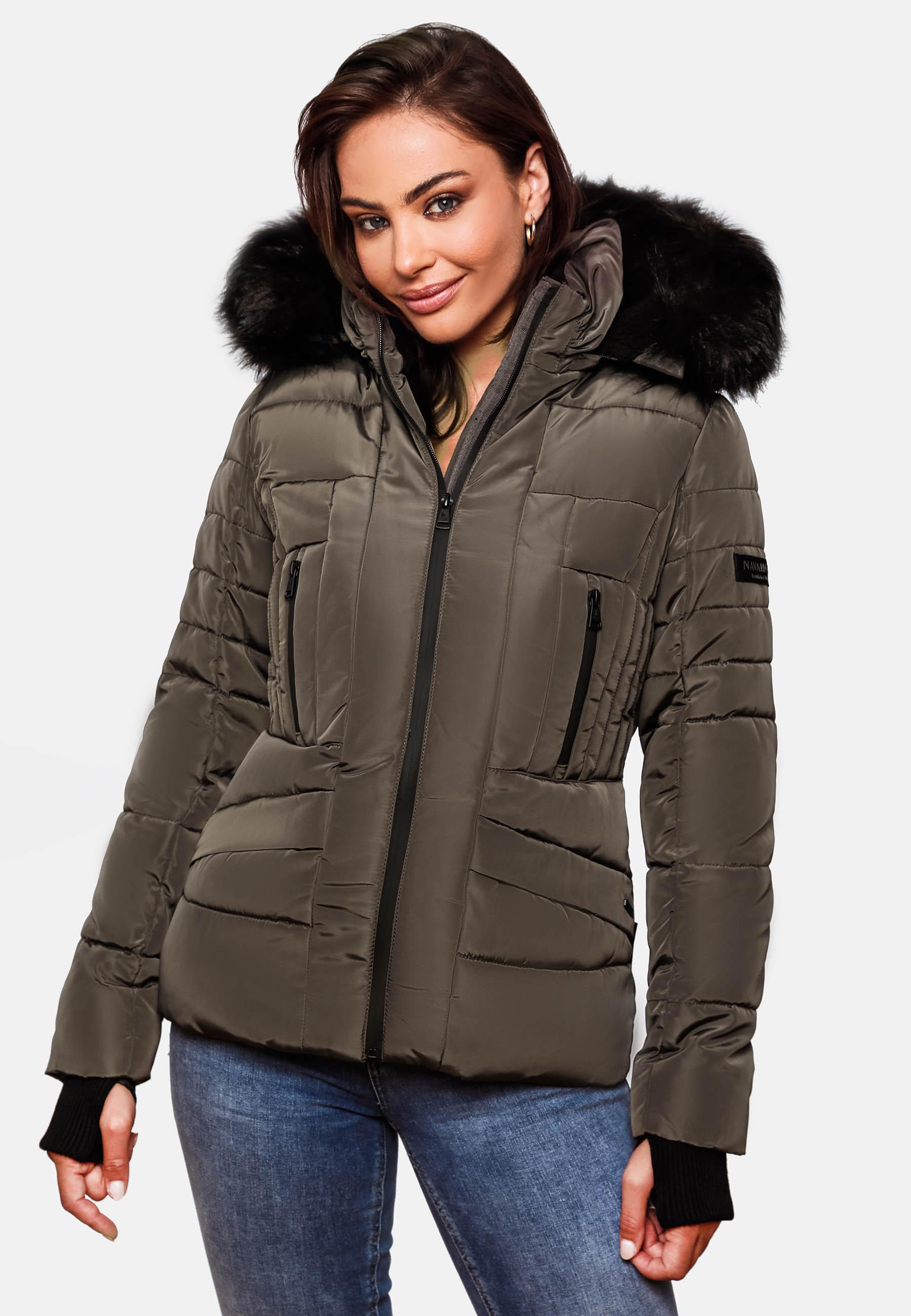 Kurze Winter Steppjacke mit Kapuze "Adele" Anthracite