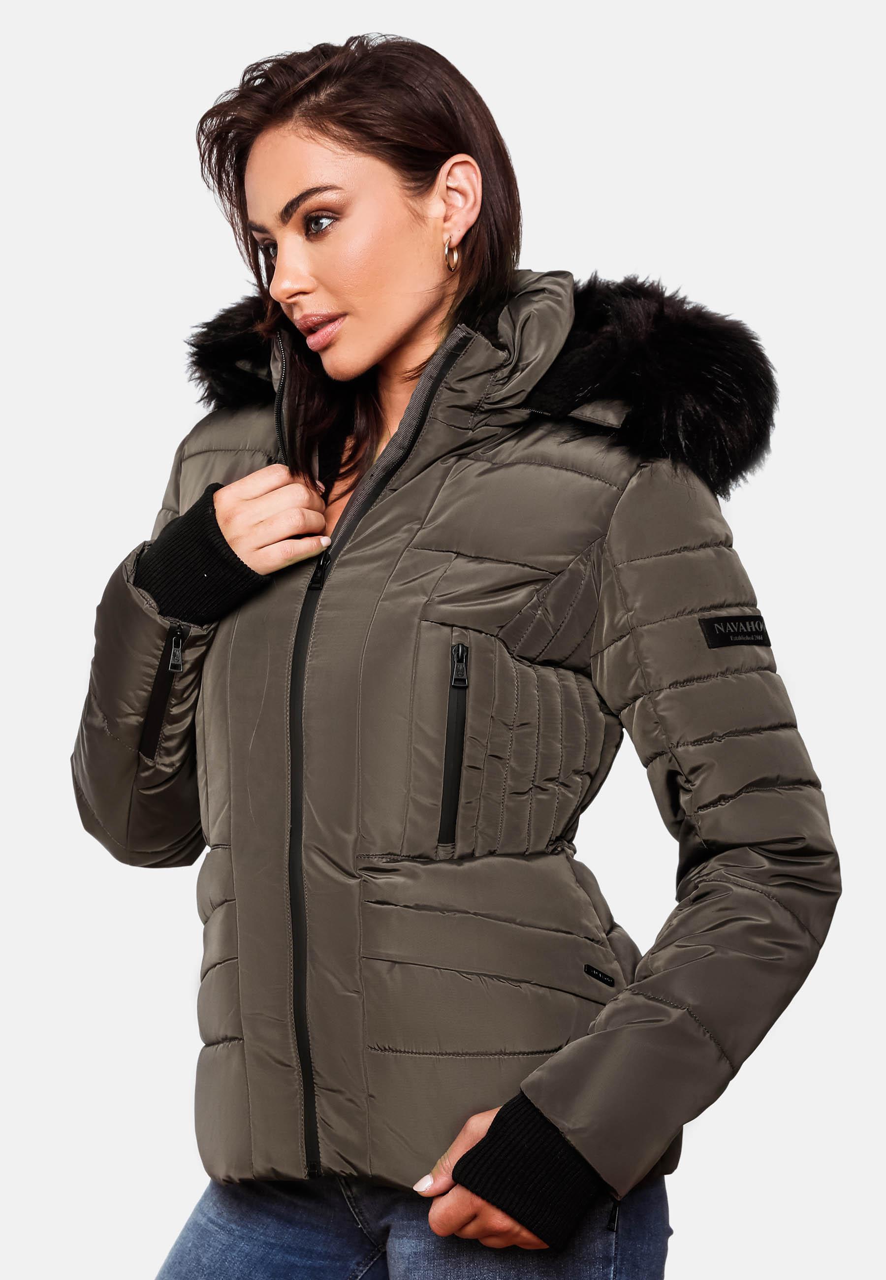 Kurze Winter Steppjacke mit Kapuze "Adele" Anthracite