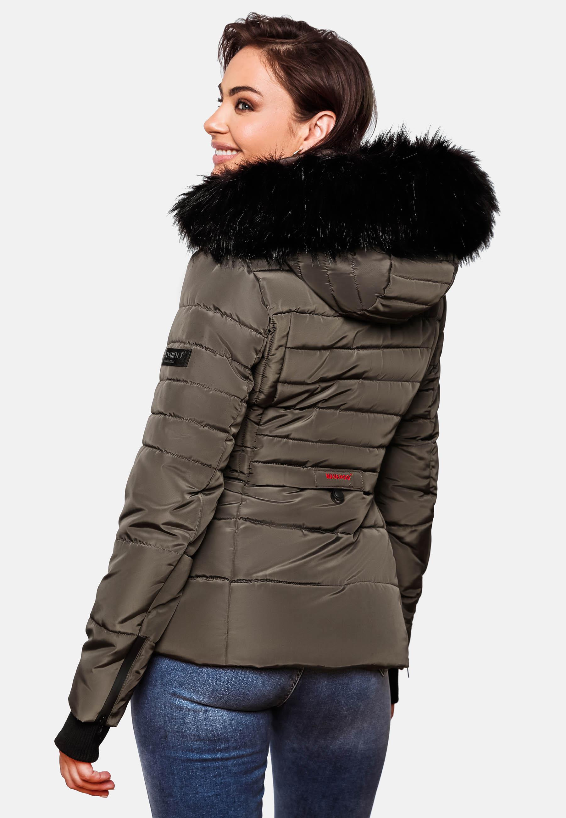 Kurze Winter Steppjacke mit Kapuze "Adele" Anthracite