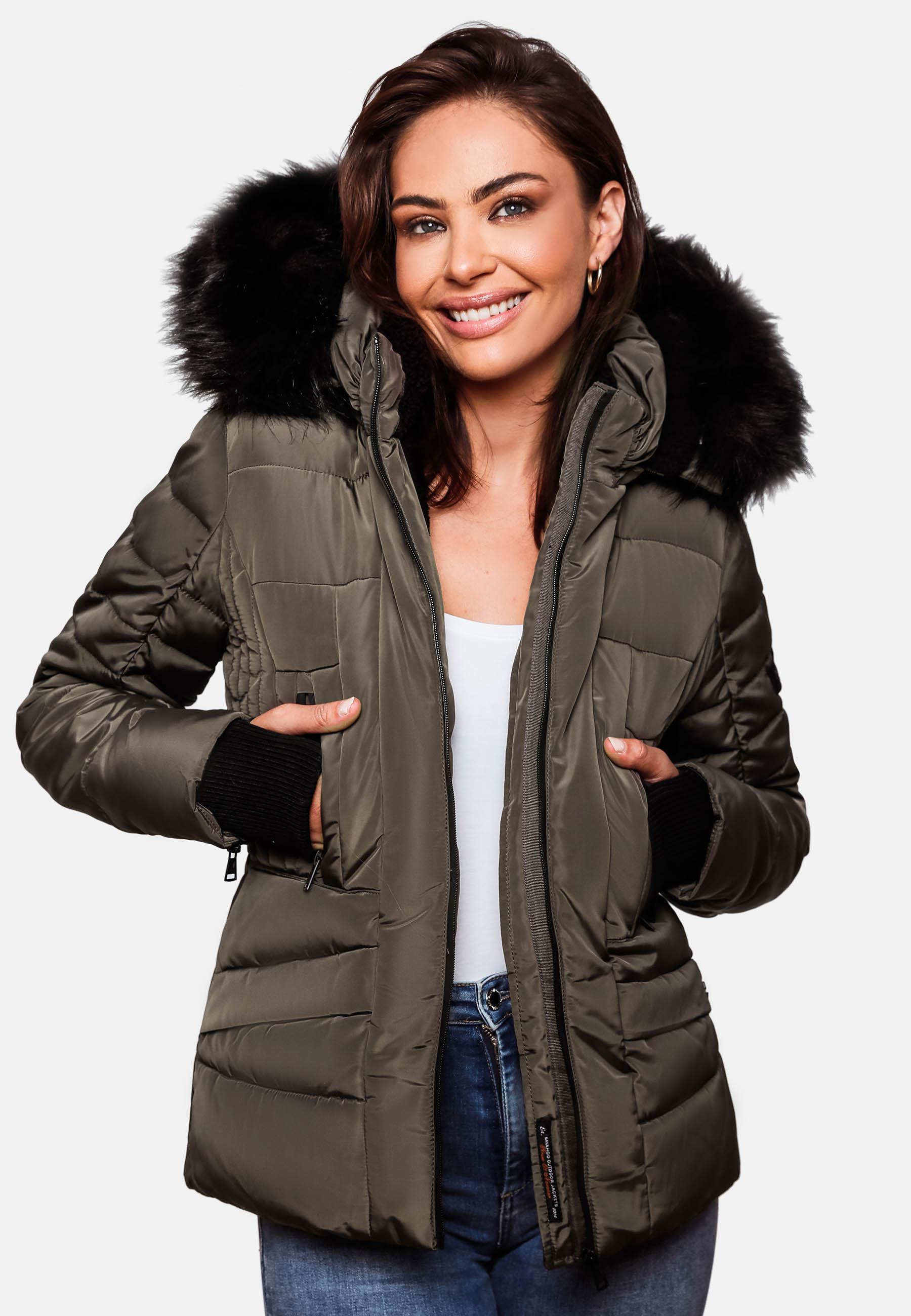 Kurze Winter Steppjacke mit Kapuze "Adele" Anthracite