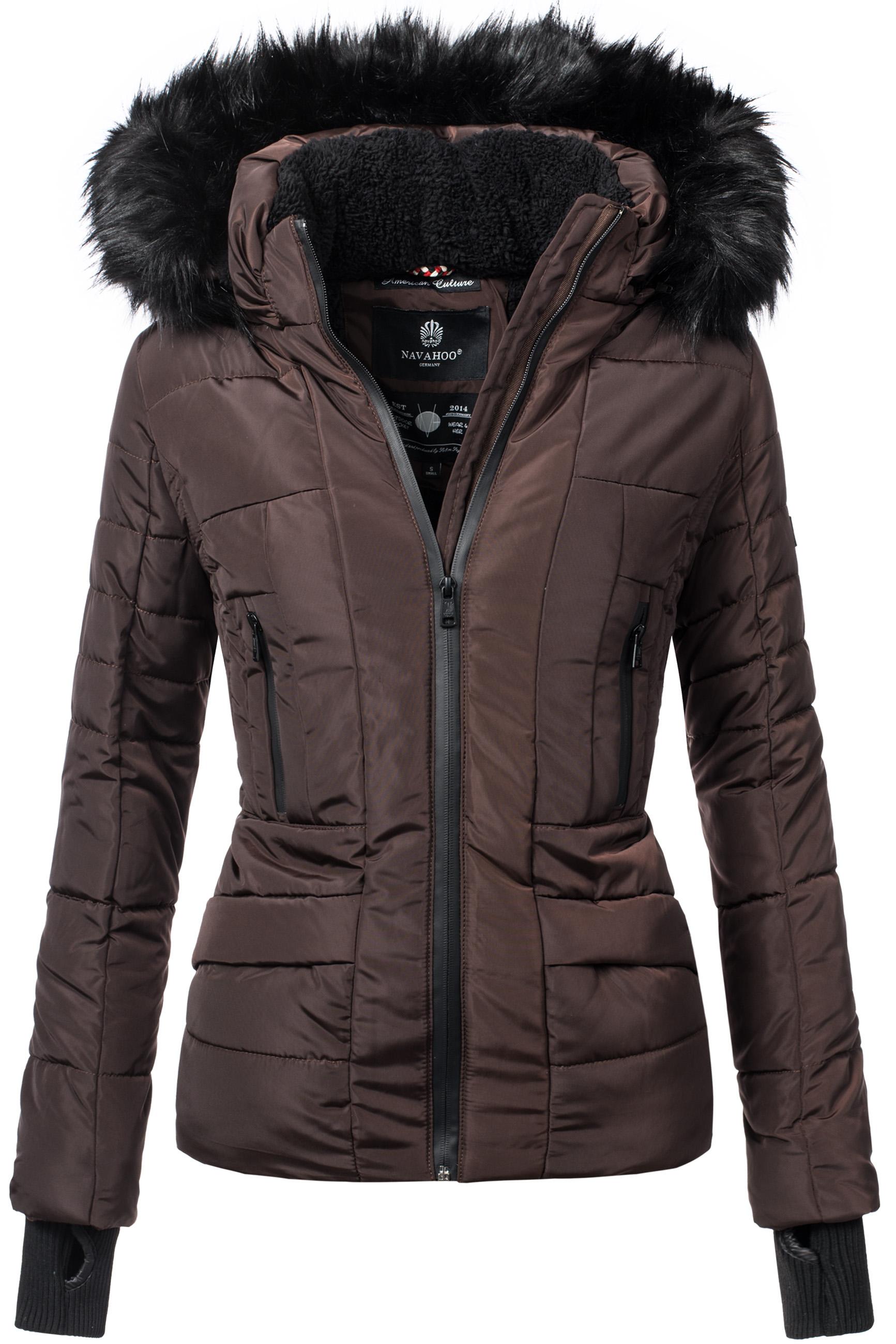 Kurze Winter Steppjacke mit Kapuze "Adele" Braun