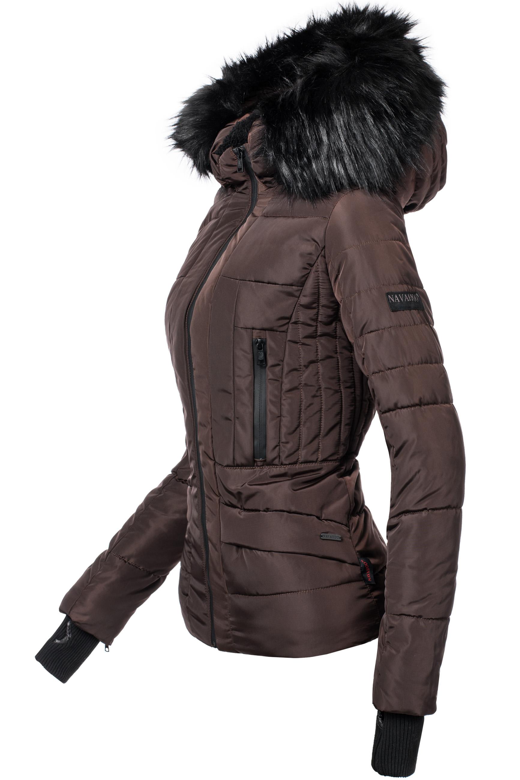 Kurze Winter Steppjacke mit Kapuze "Adele" Braun