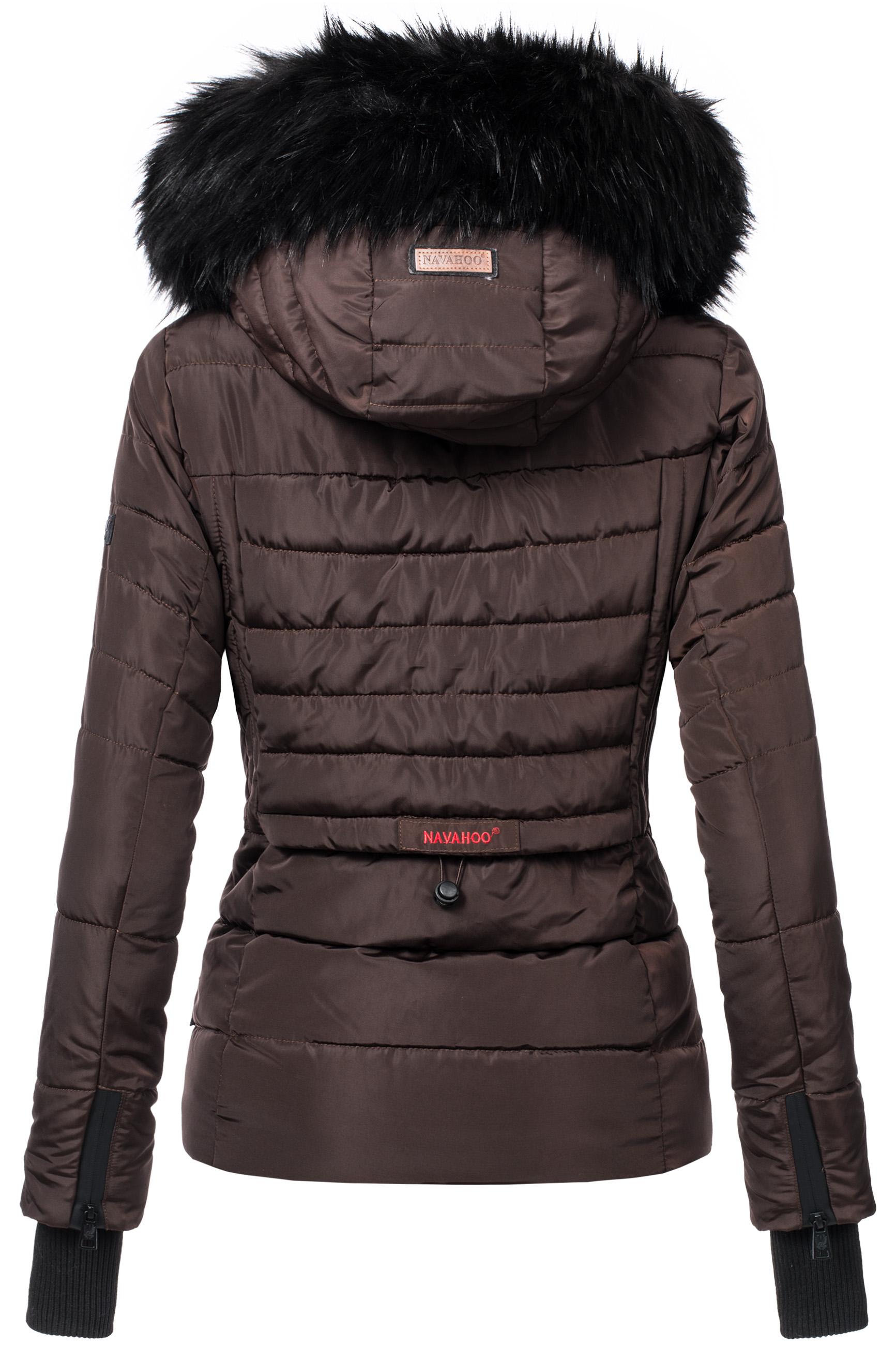 Kurze Winter Steppjacke mit Kapuze "Adele" Braun