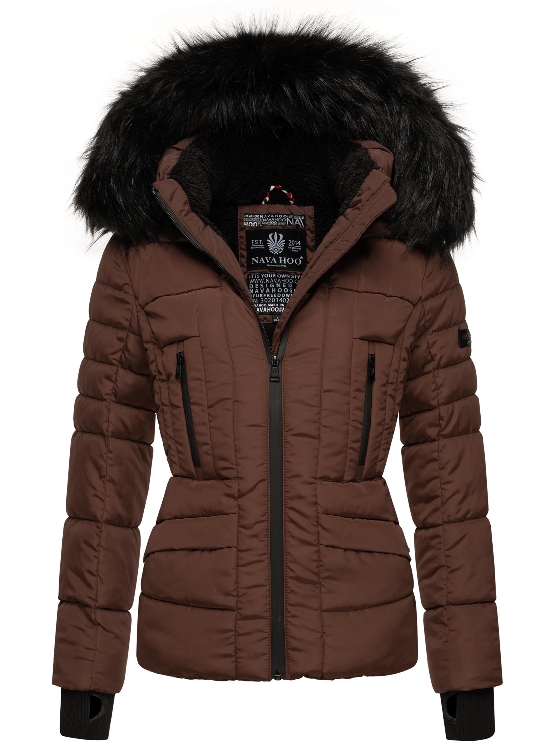 Kurze Winter Steppjacke mit Kapuze "Adele" Chocolate