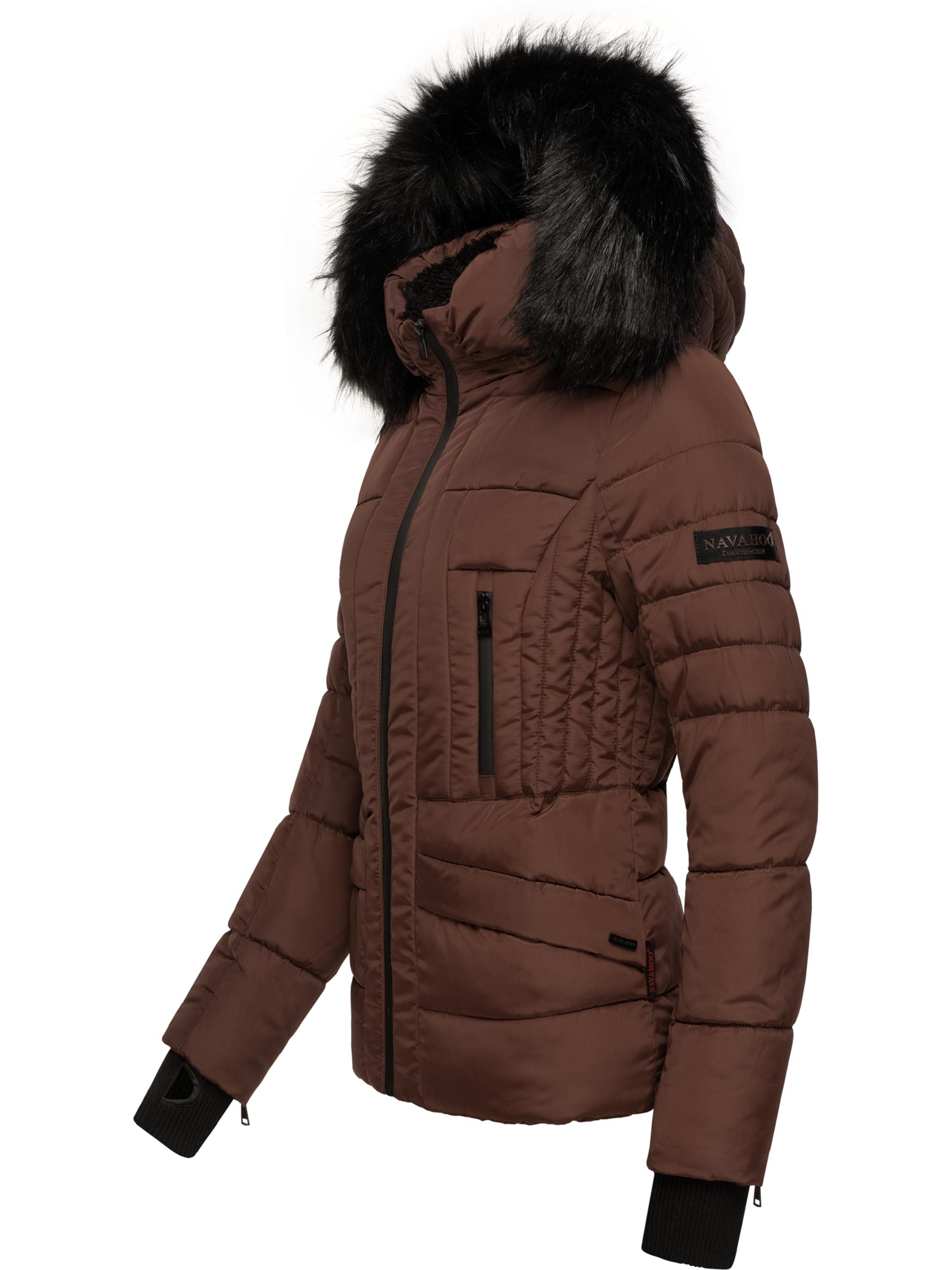 Kurze Winter Steppjacke mit Kapuze "Adele" Chocolate