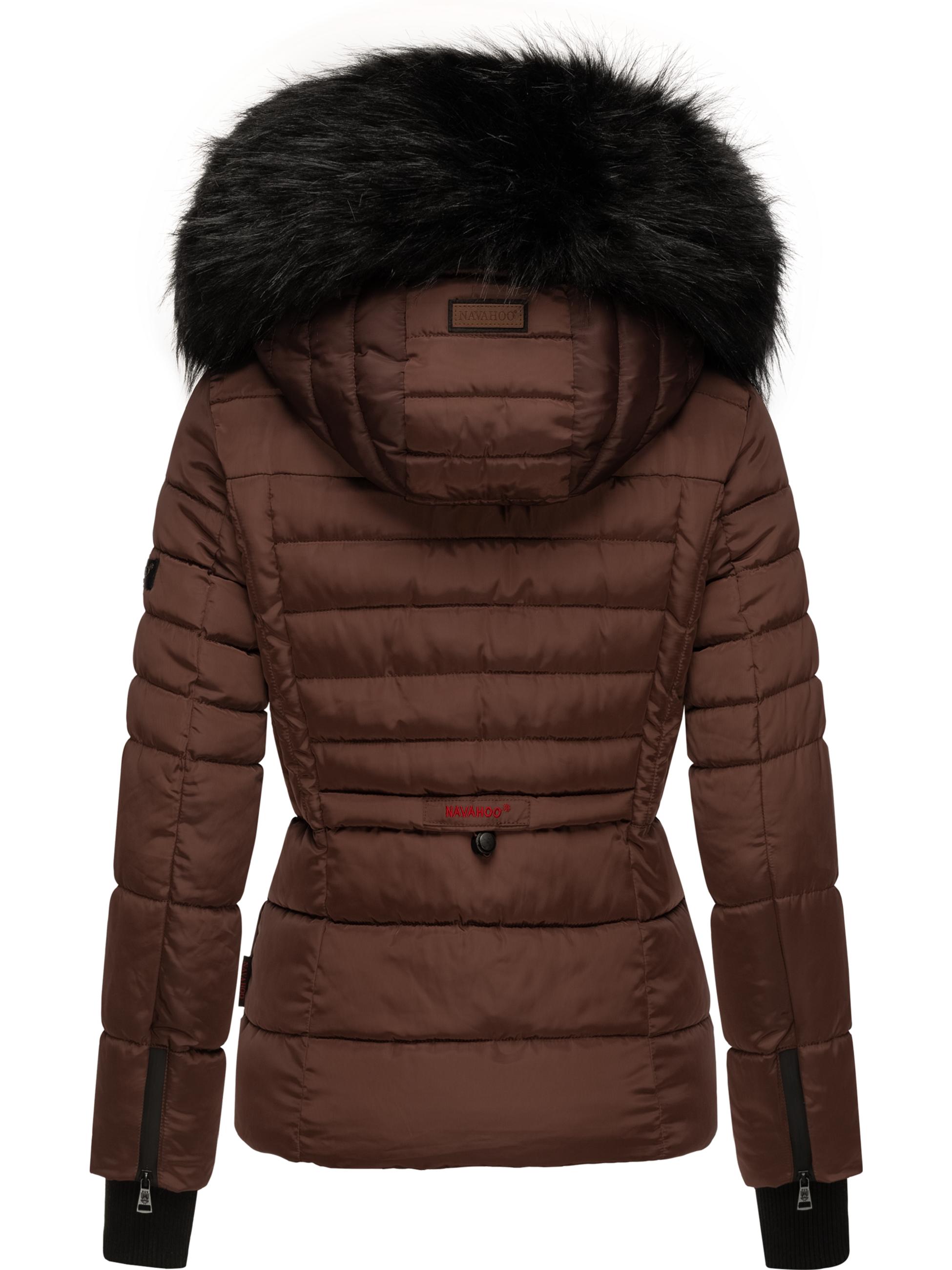 Kurze Winter Steppjacke mit Kapuze "Adele" Chocolate