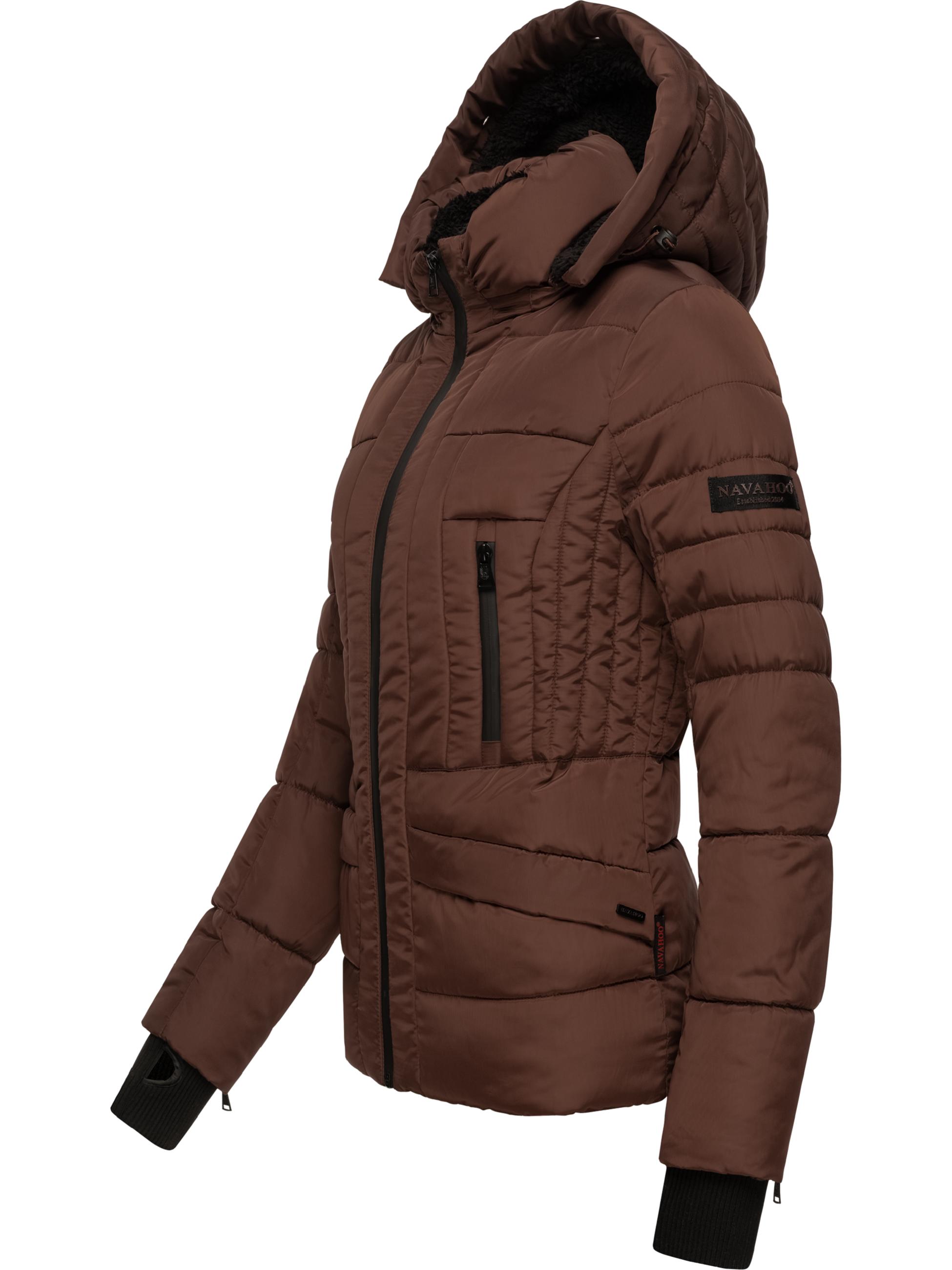 Kurze Winter Steppjacke mit Kapuze "Adele" Chocolate