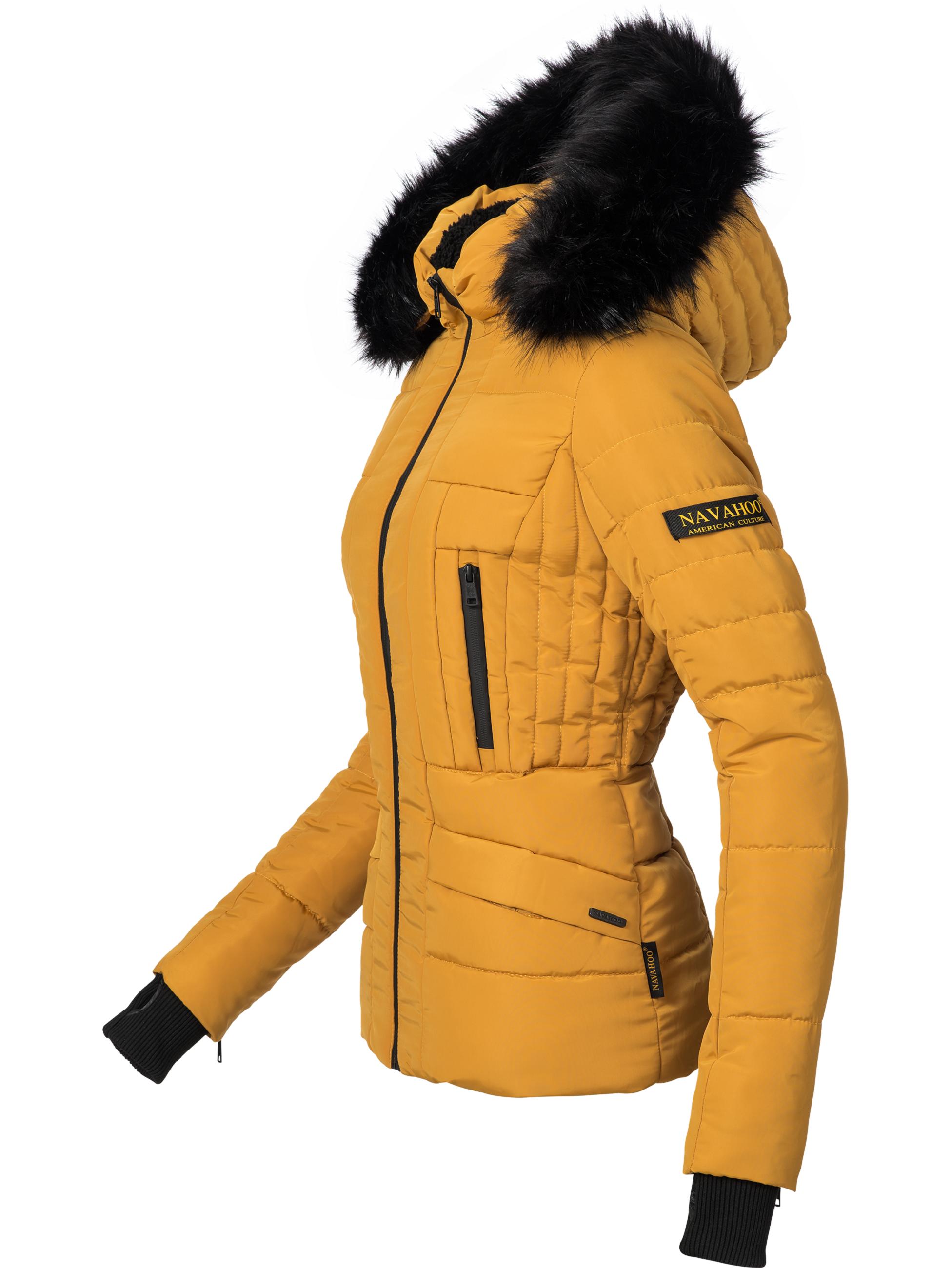 Kurze Winter Steppjacke mit Kapuze "Adele" Gelb