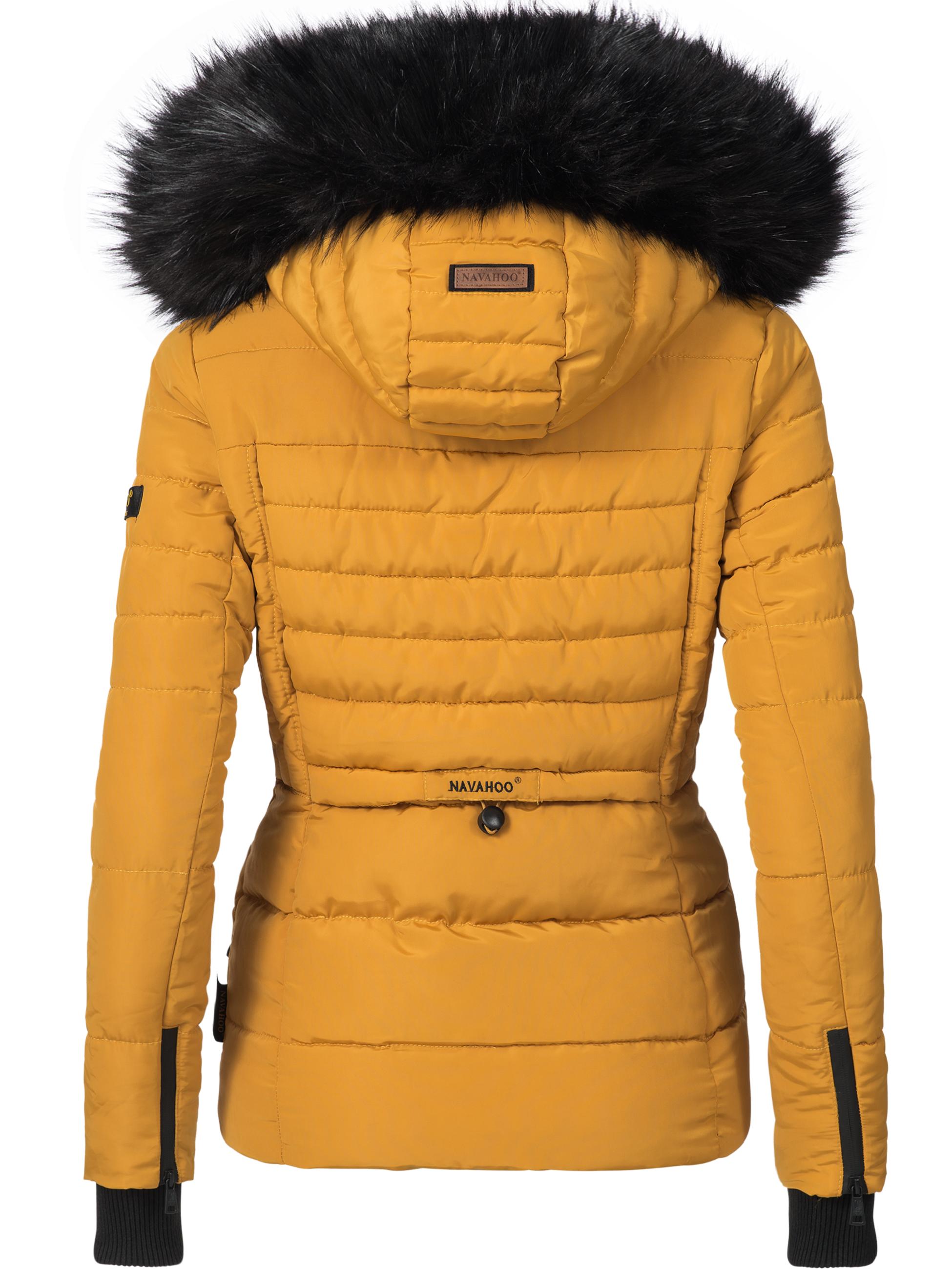 Kurze Winter Steppjacke mit Kapuze "Adele" Gelb