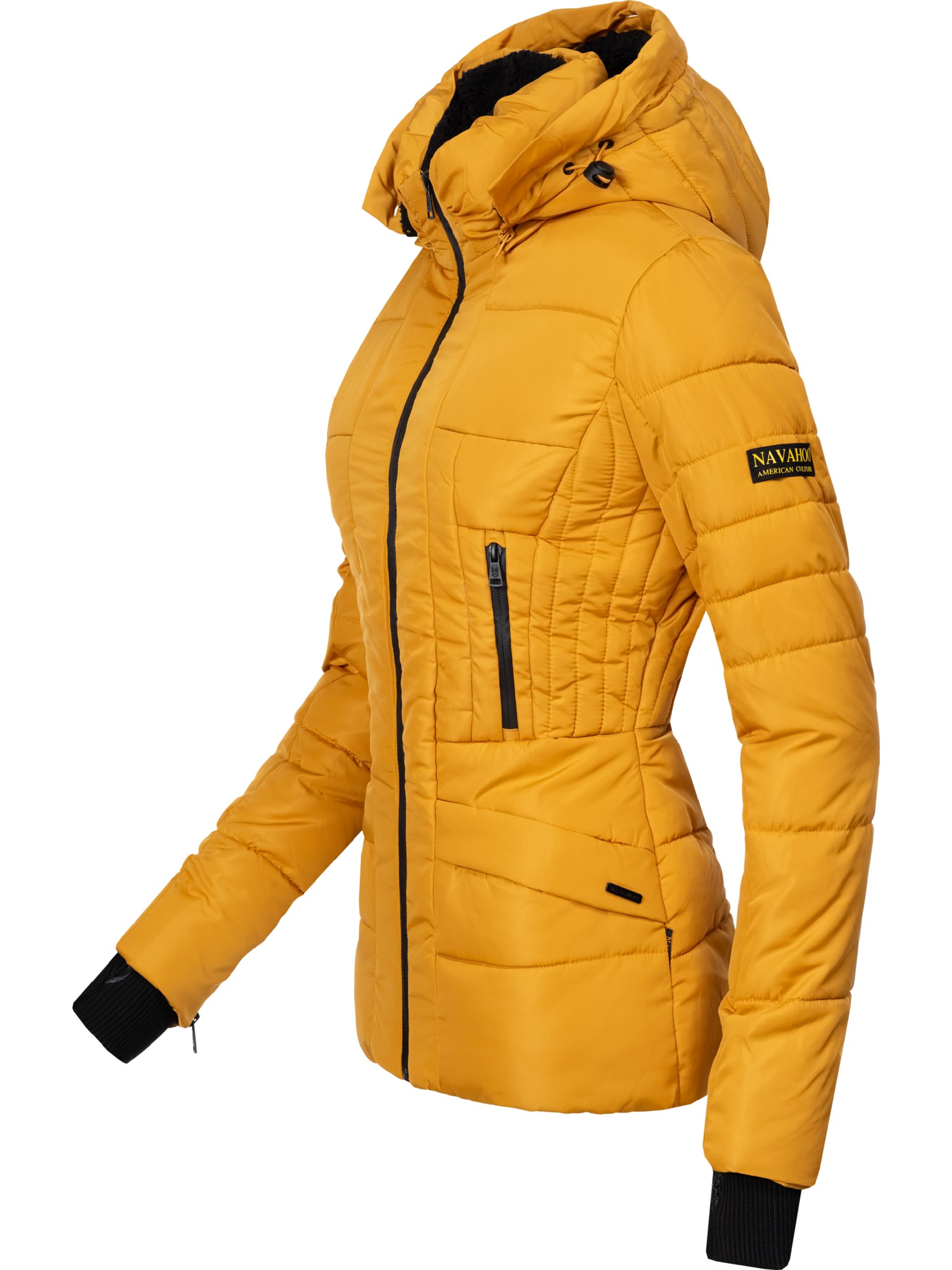 Kurze Winter Steppjacke mit Kapuze "Adele" Gelb