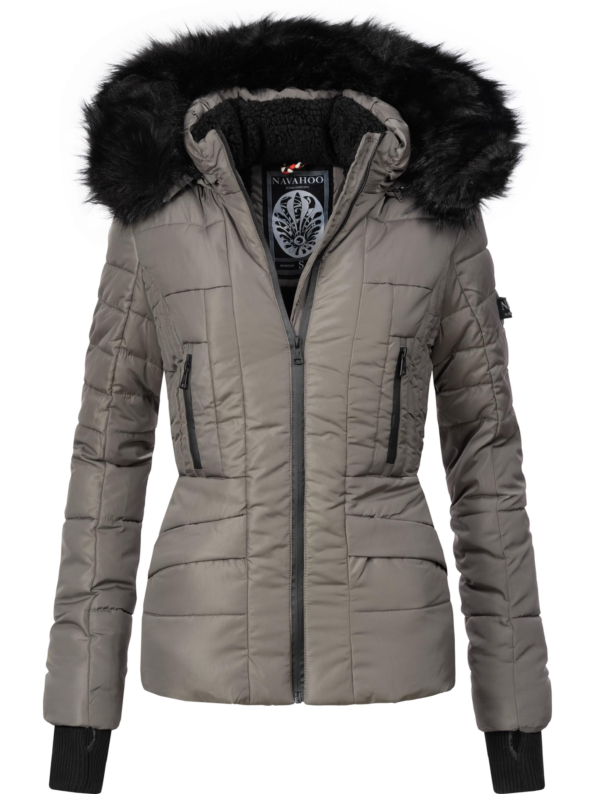 Kurze Winter Steppjacke mit Kapuze "Adele" Grau