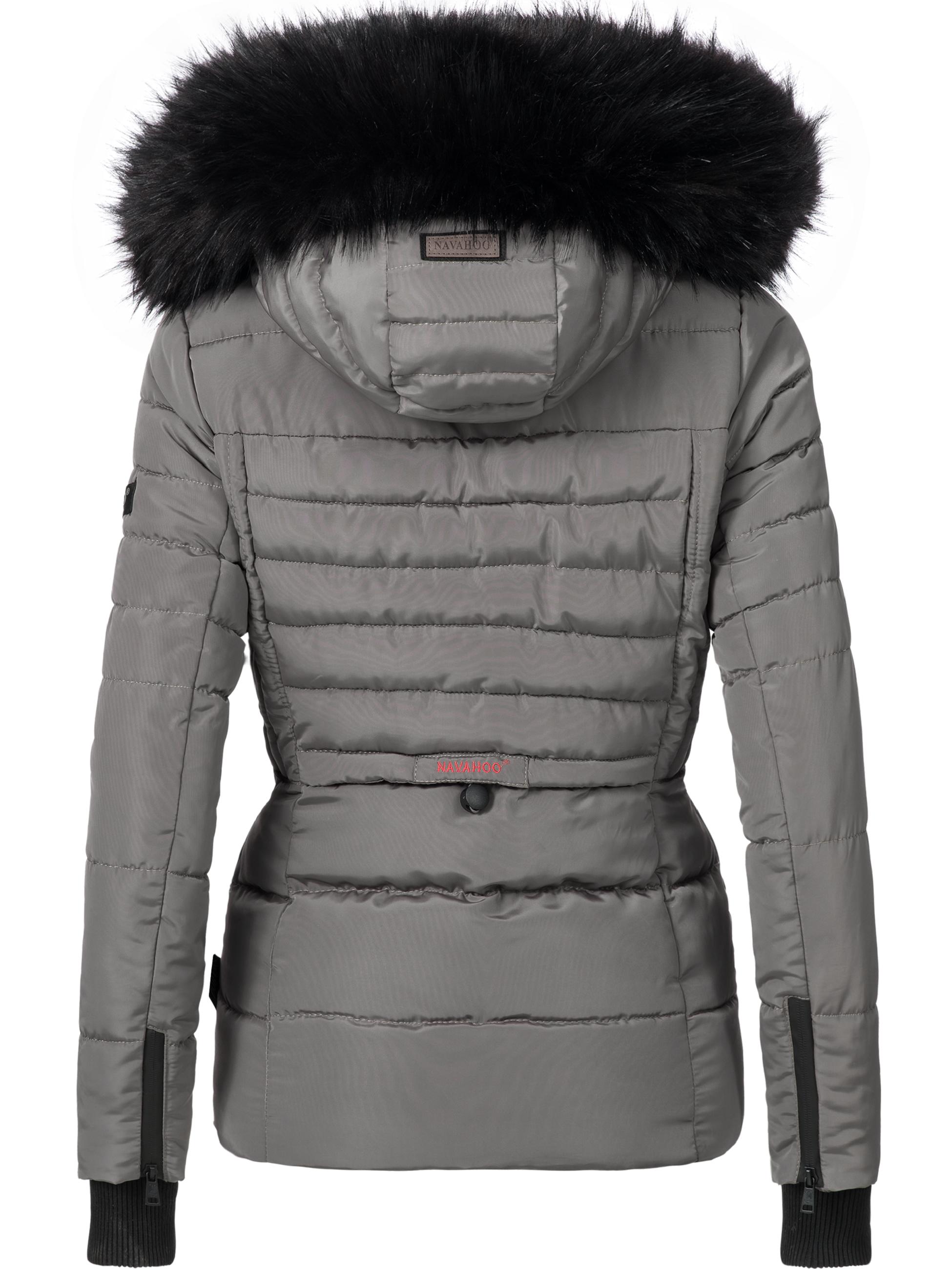 Kurze Winter Steppjacke mit Kapuze "Adele" Grau