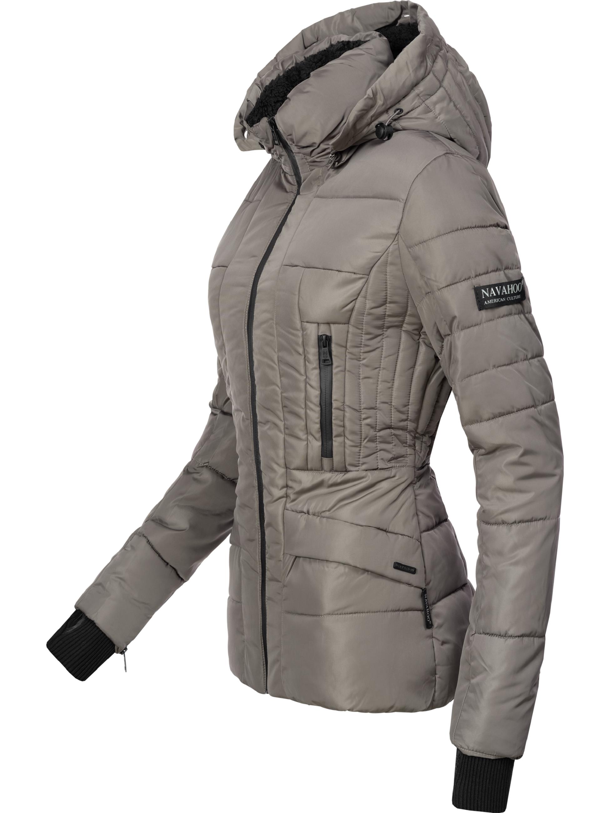 Kurze Winter Steppjacke mit Kapuze "Adele" Grau