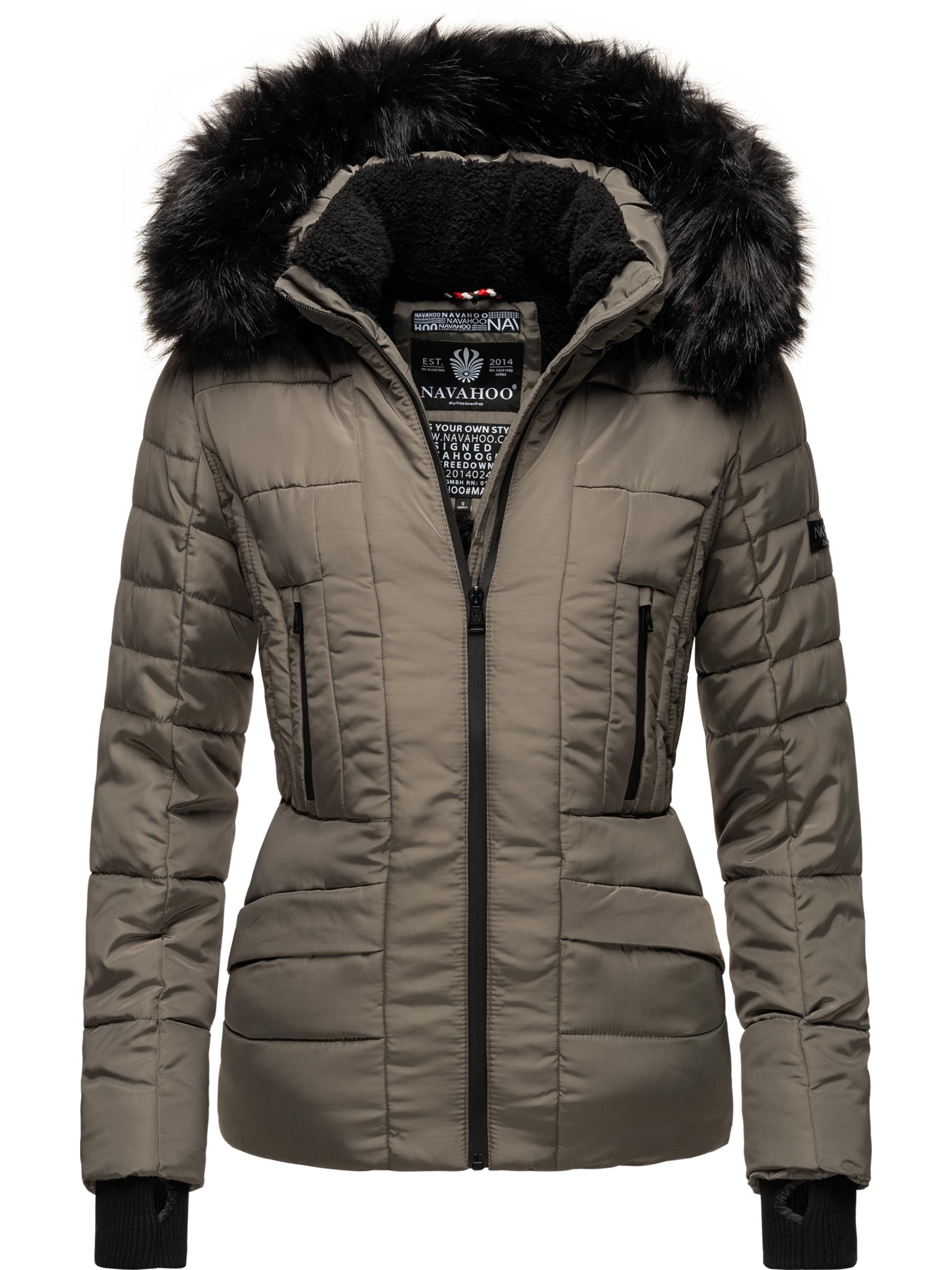 Kurze Winter Steppjacke mit Kapuze "Adele" Grey Olive