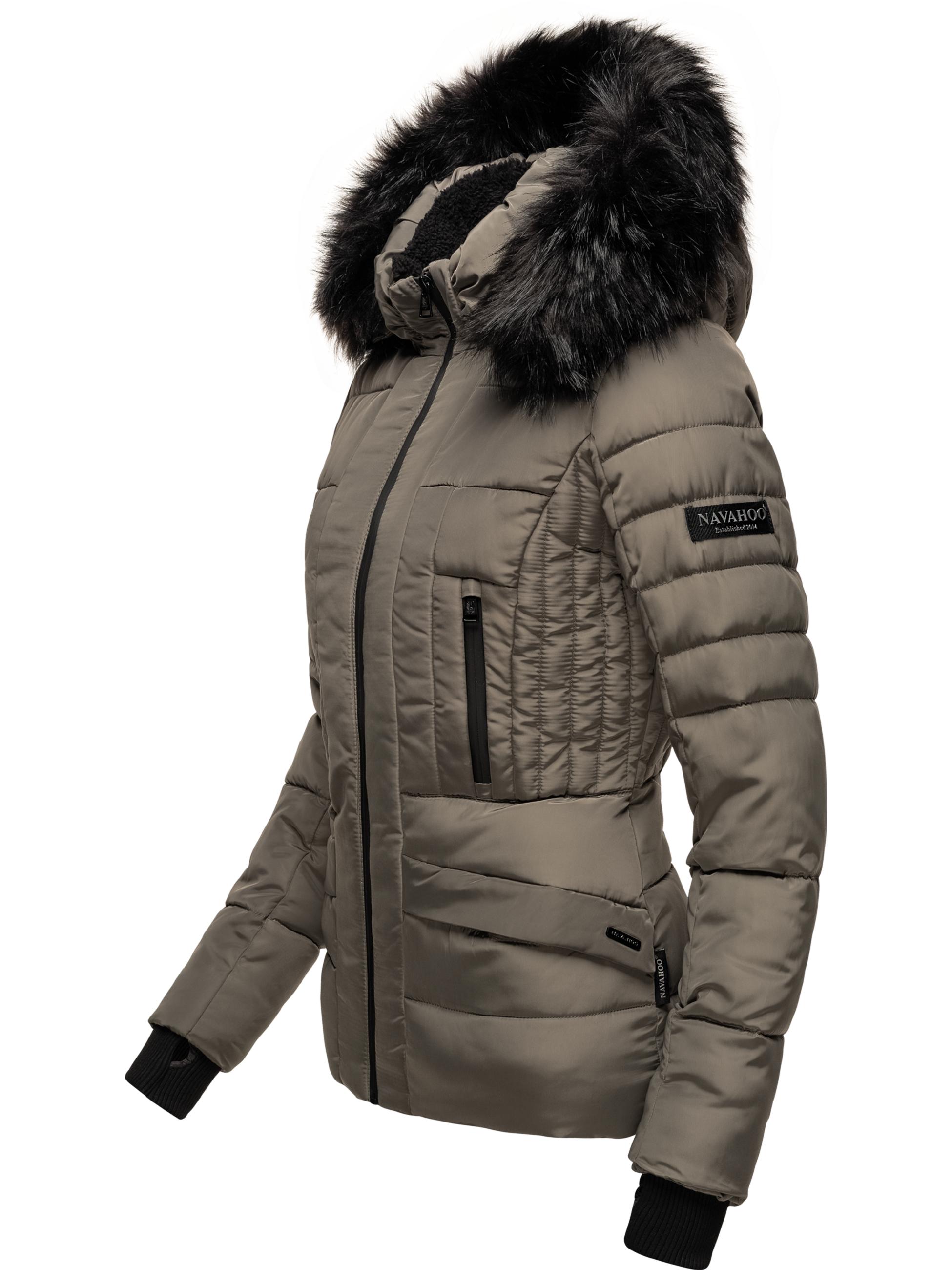 Kurze Winter Steppjacke mit Kapuze "Adele" Grey Olive