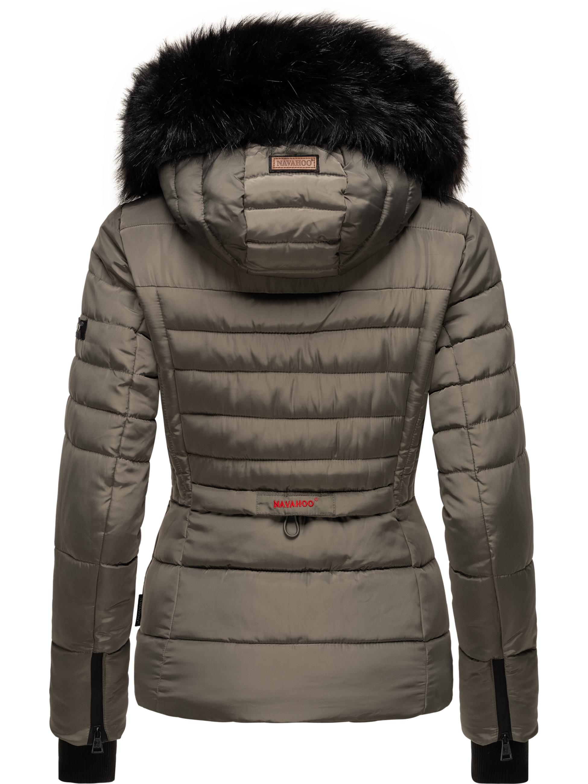 Kurze Winter Steppjacke mit Kapuze "Adele" Grey Olive