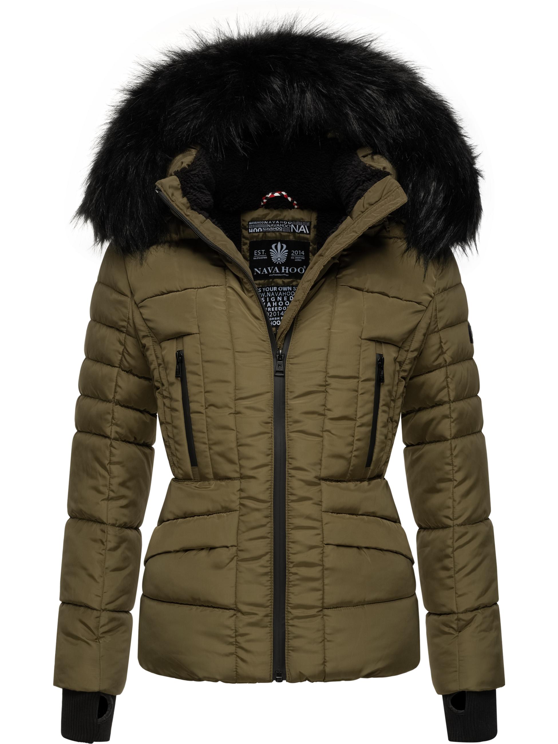 Kurze Winter Steppjacke mit Kapuze "Adele" Millitary Green