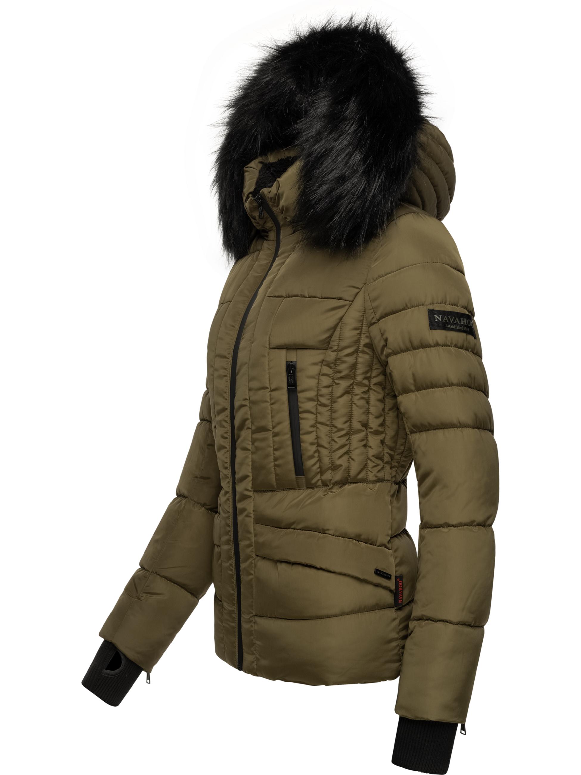 Kurze Winter Steppjacke mit Kapuze "Adele" Millitary Green